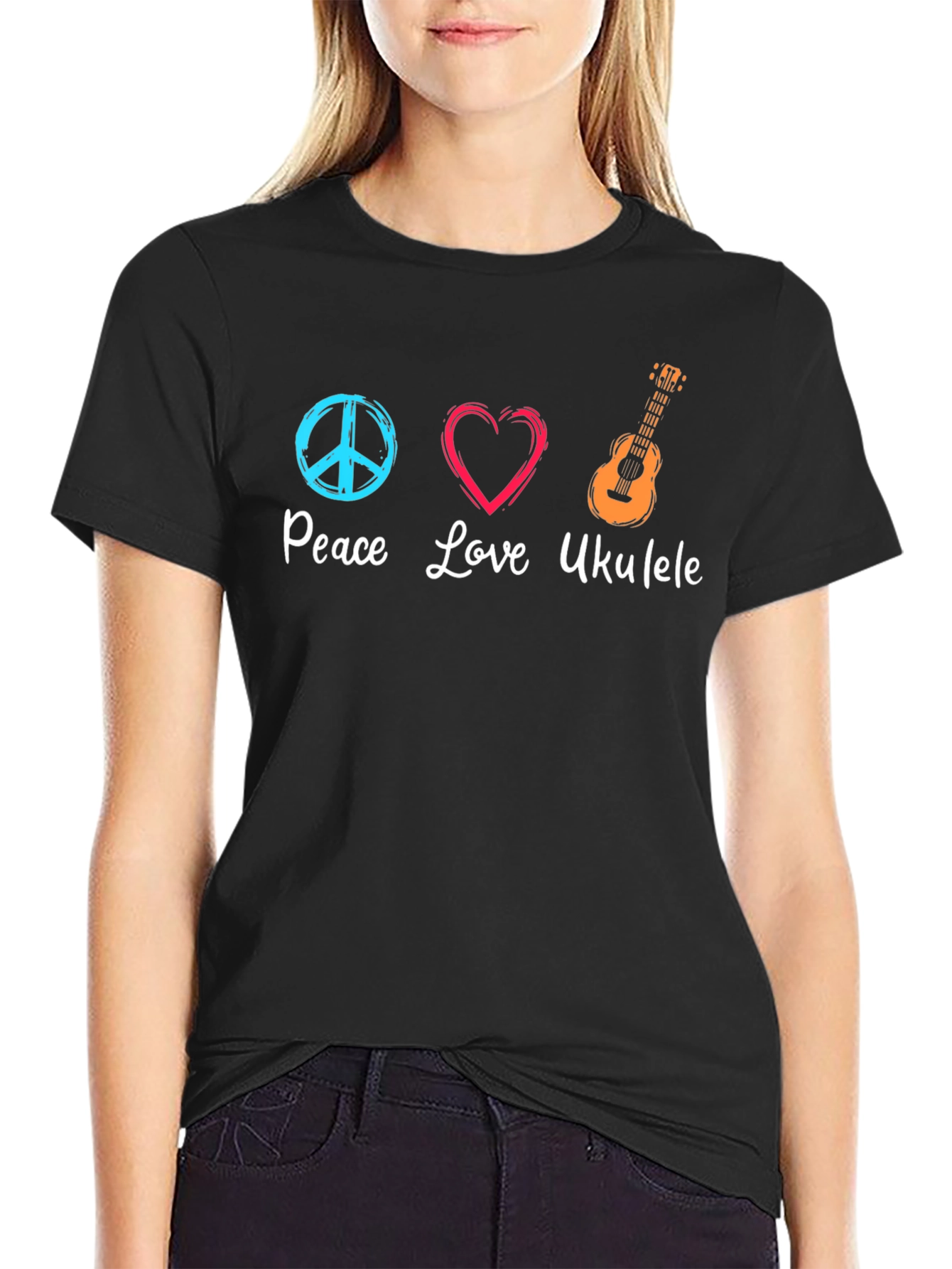 Peace Love Ukulele Graphic Tee