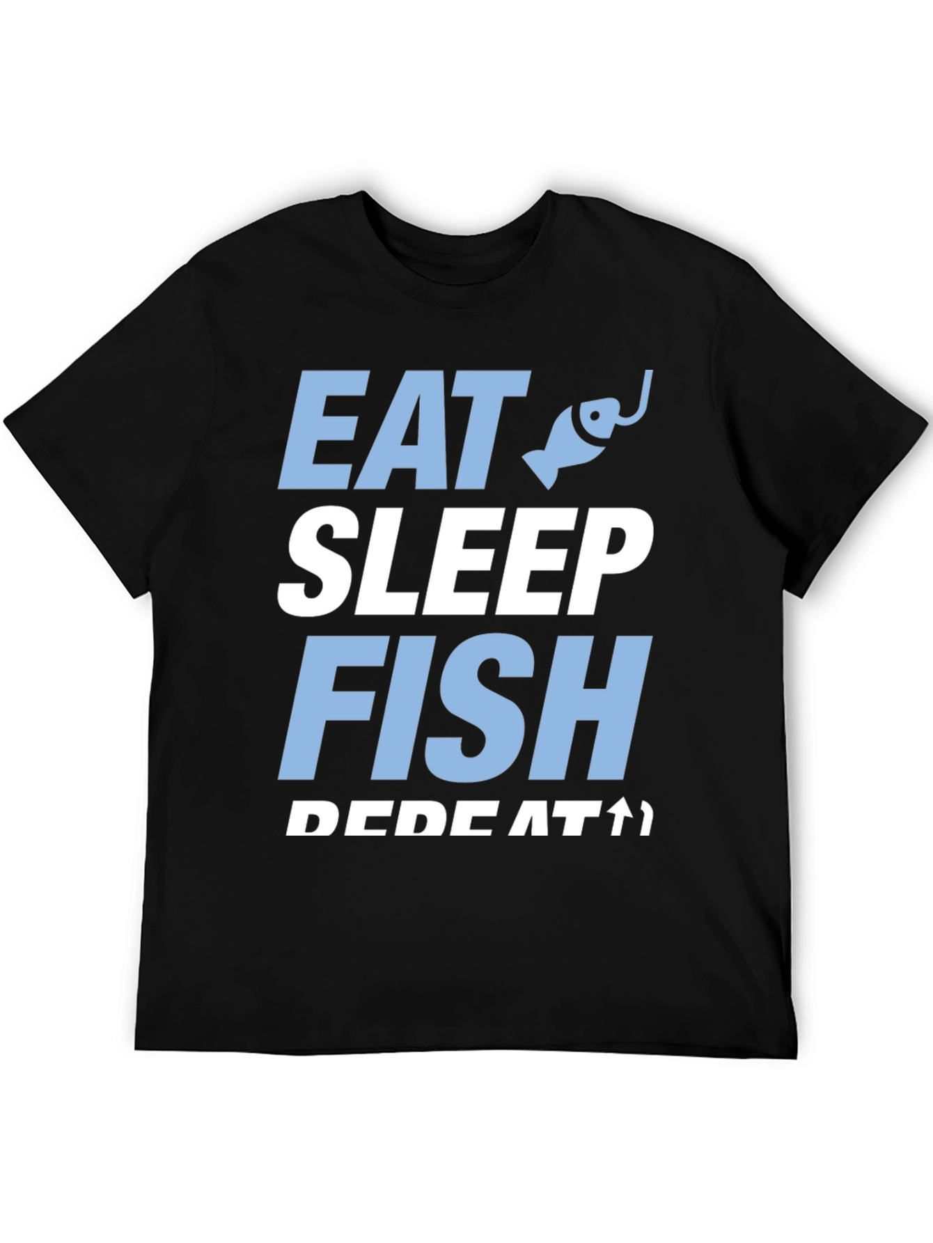 Eat Sleep Fish Repeat Black Graphic T-Shirt