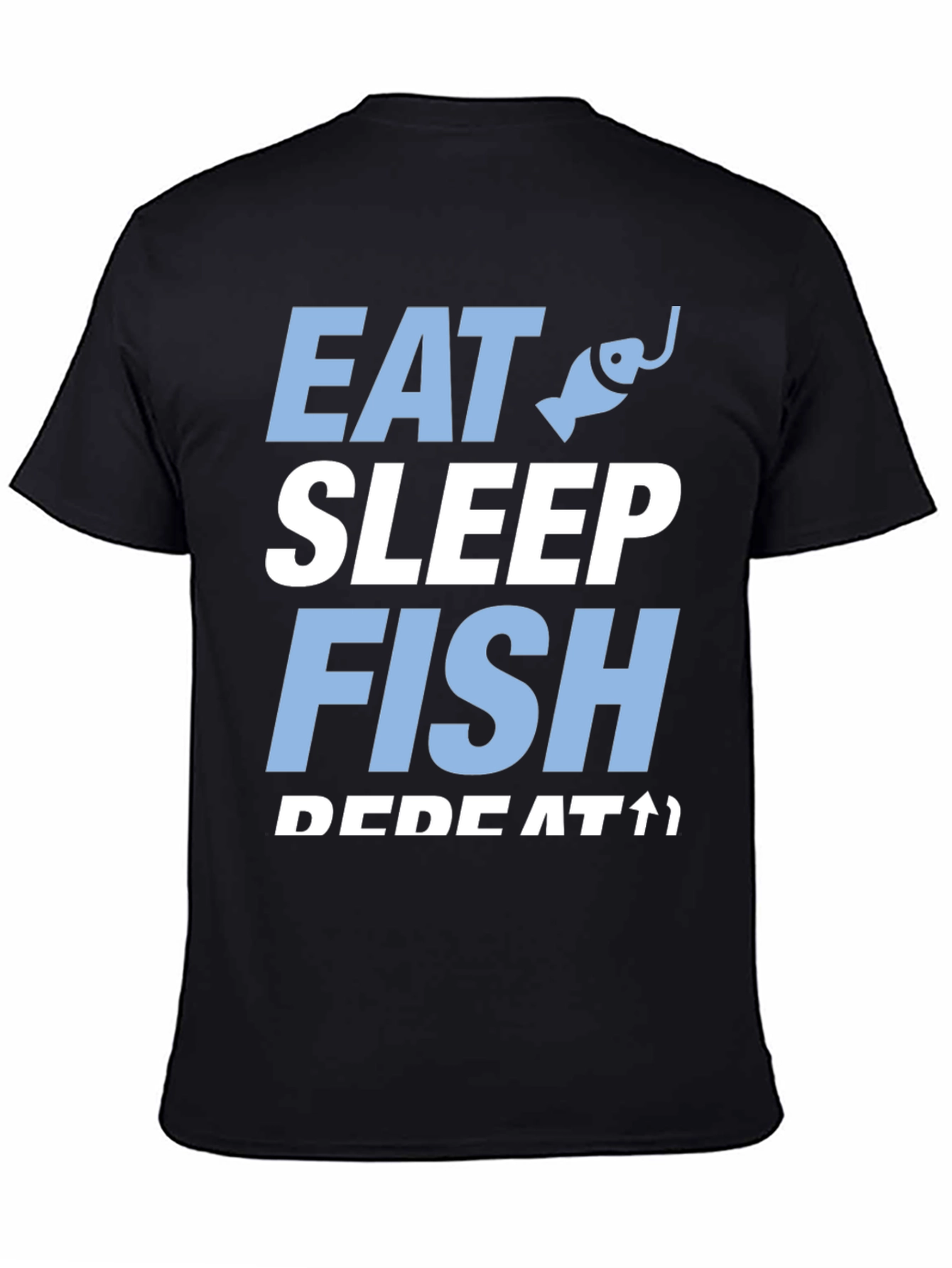 Eat Sleep Fish Repeat Black Graphic T-Shirt
