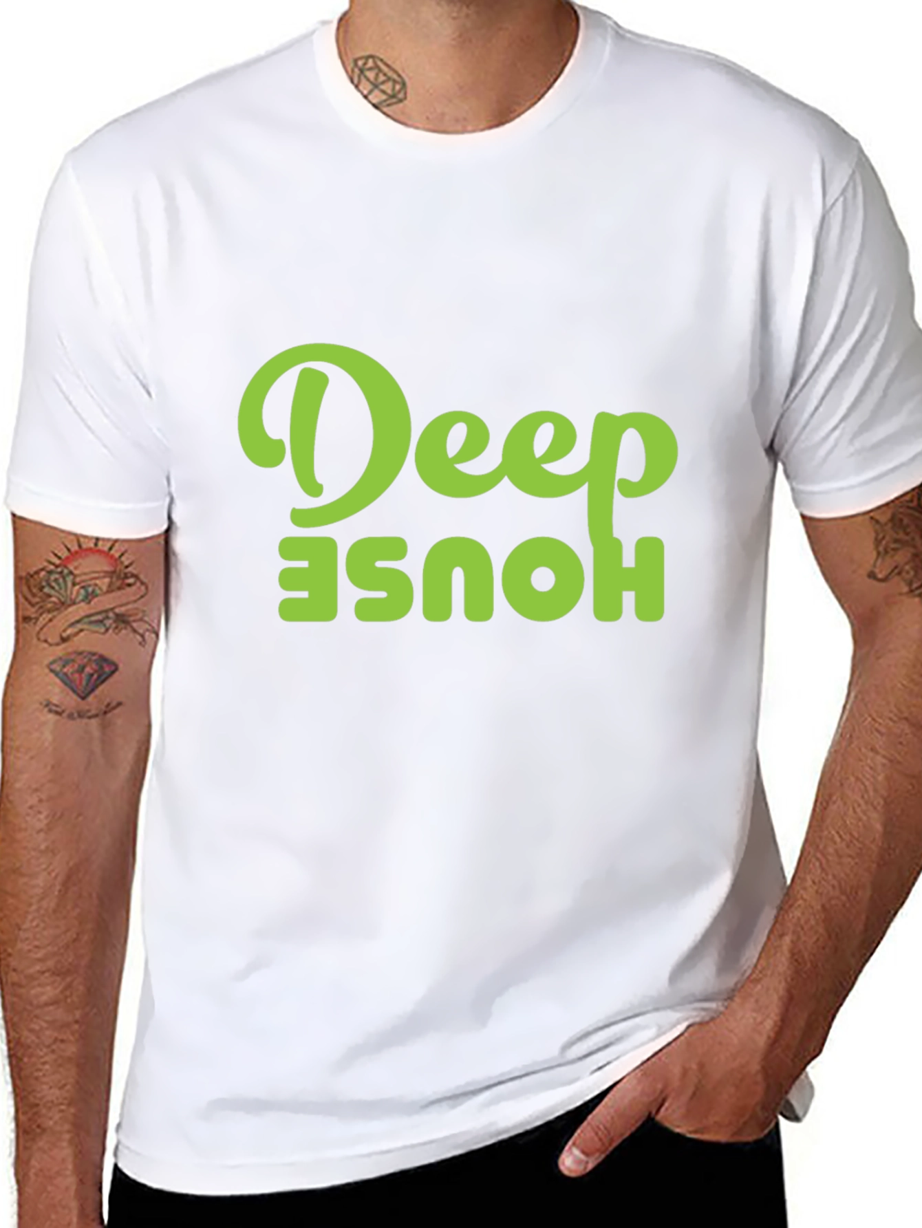 Deep House Graphic Tee - Black Cotton T-Shirt