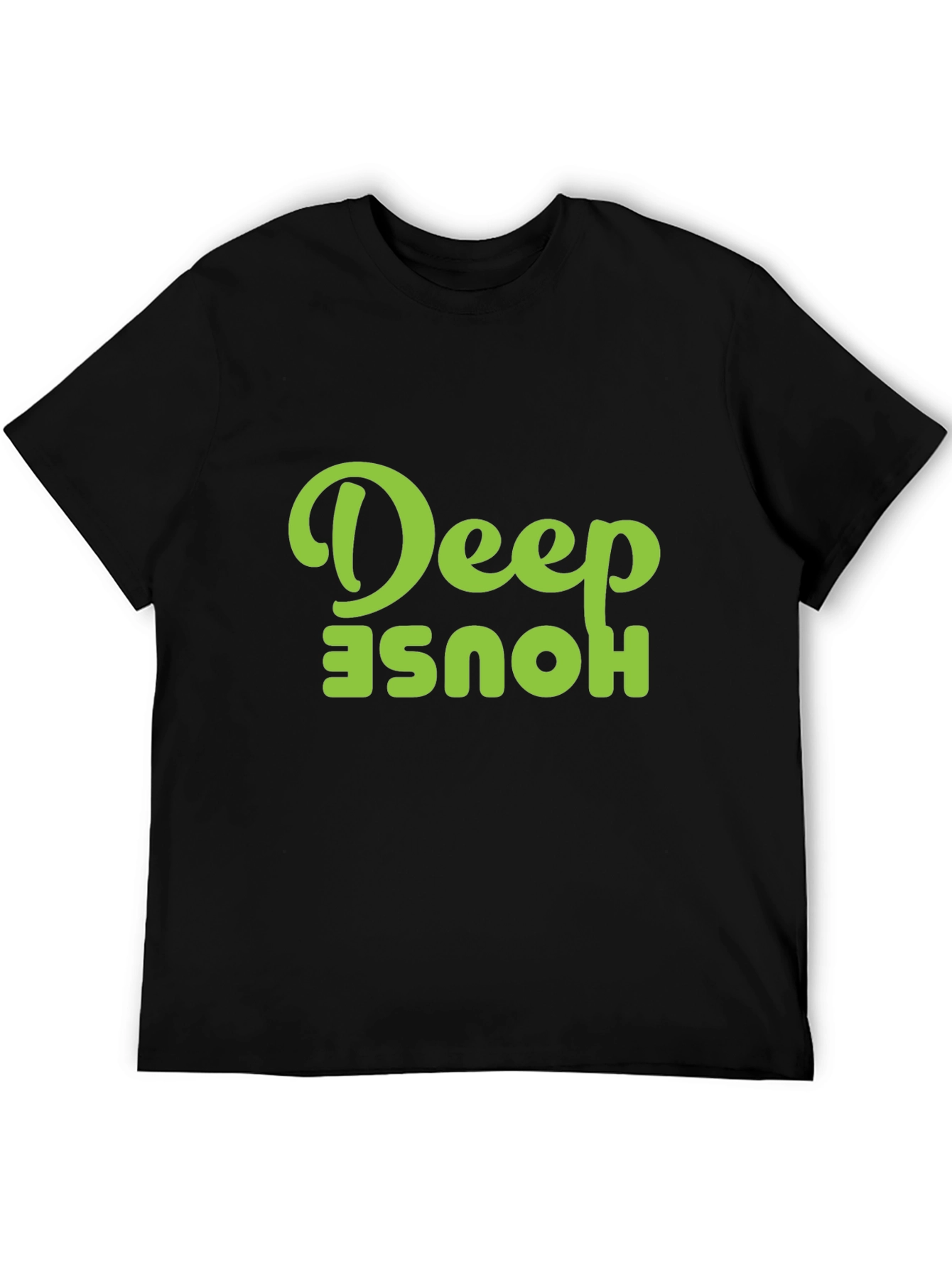 Deep House Graphic Tee - Black Cotton T-Shirt