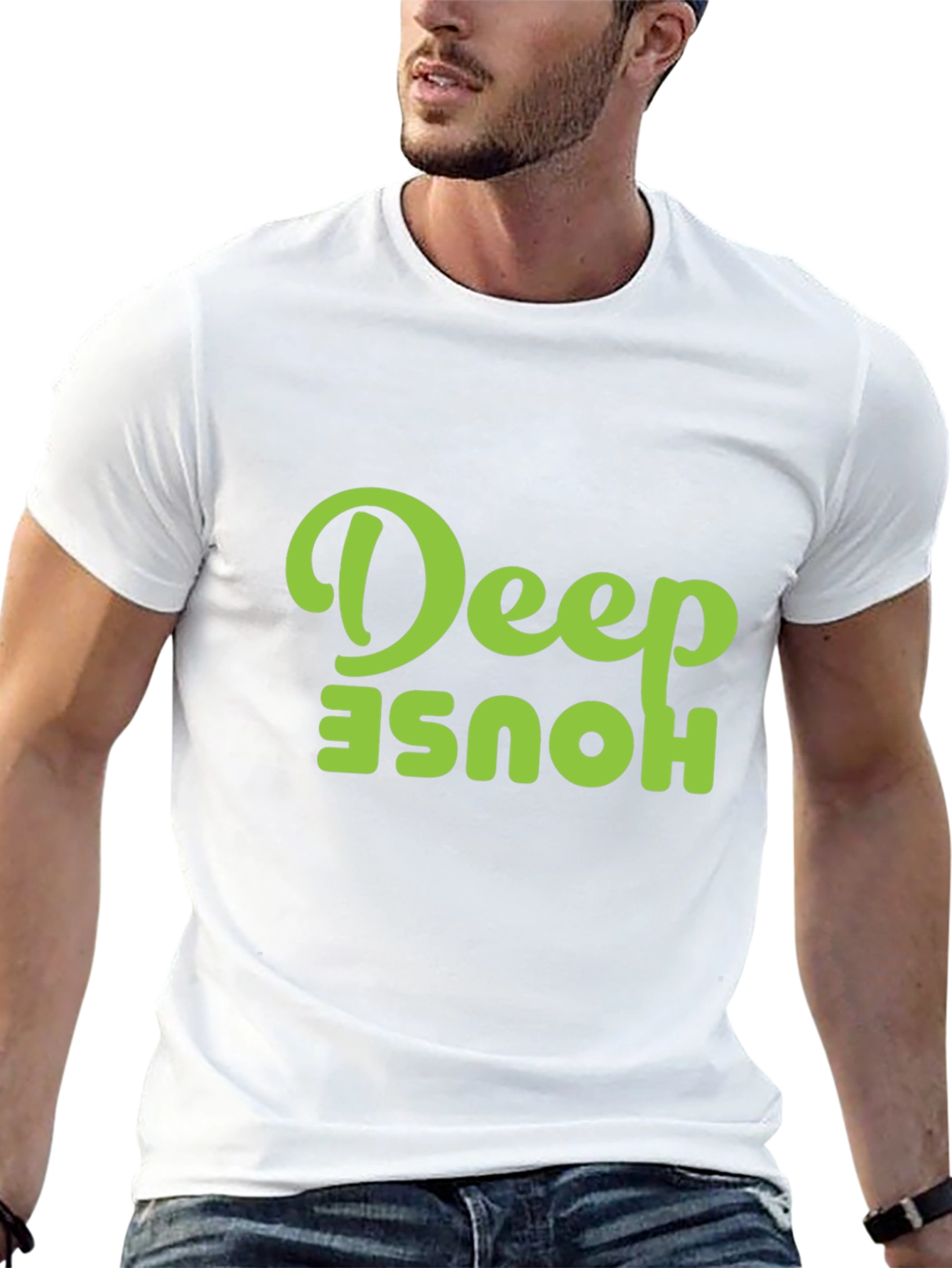 Deep House Graphic Tee - Black Cotton T-Shirt