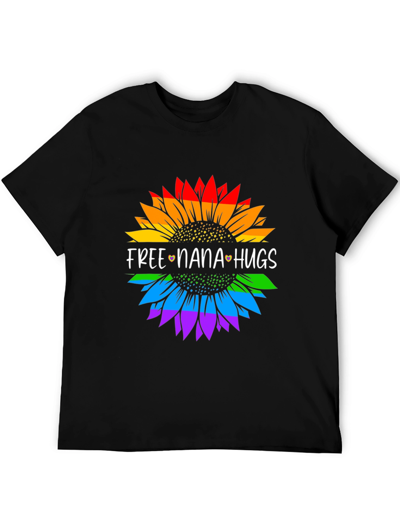 Free Nana Hugs Rainbow Sunflower T-Shirt