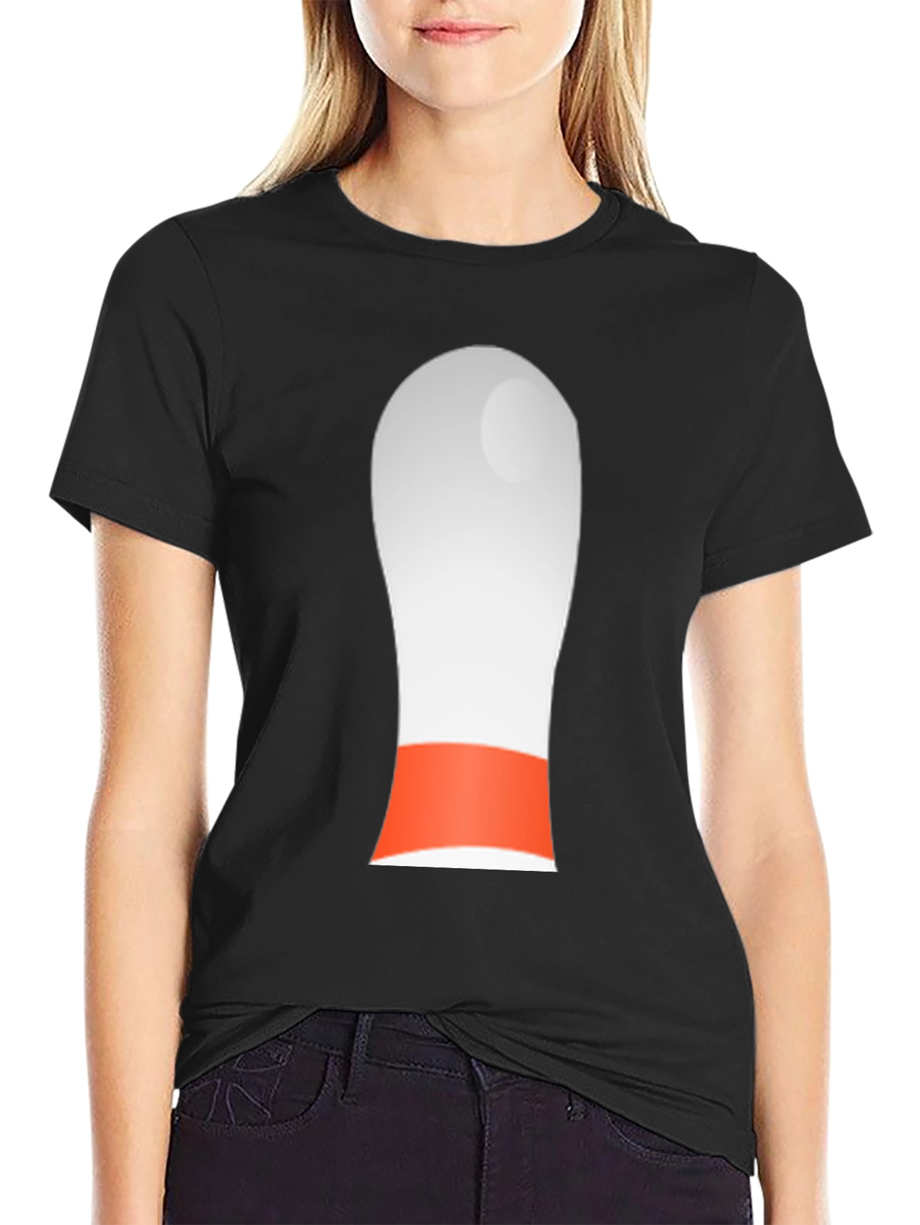 Novelty Bowling Pin Graphic Tee - Black
