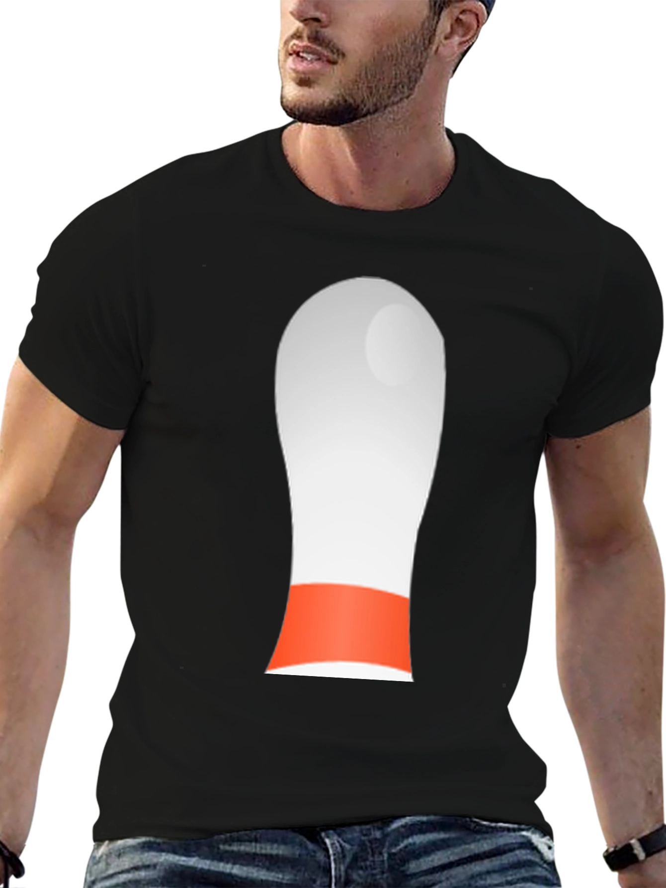Novelty Bowling Pin Graphic Tee - Black