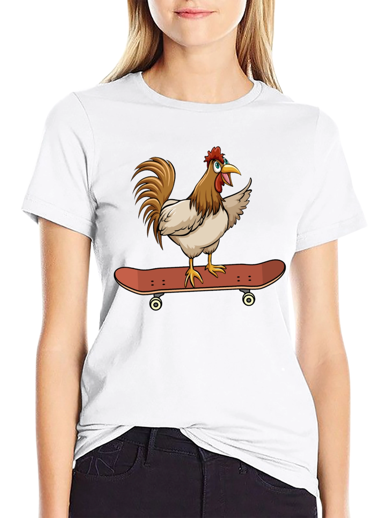 Skateboarding Chicken Graphic Tee
