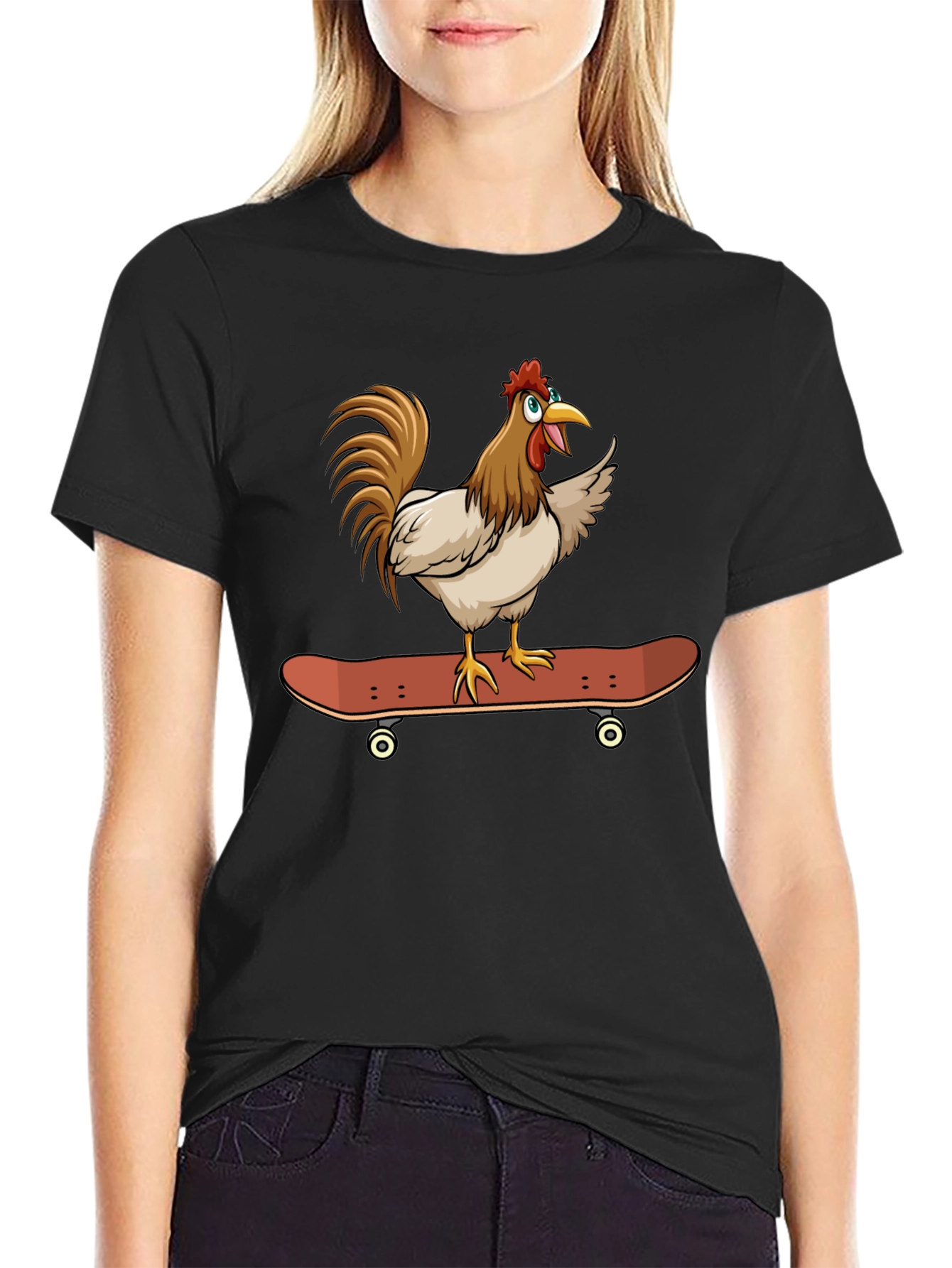 Skateboarding Chicken Graphic Tee