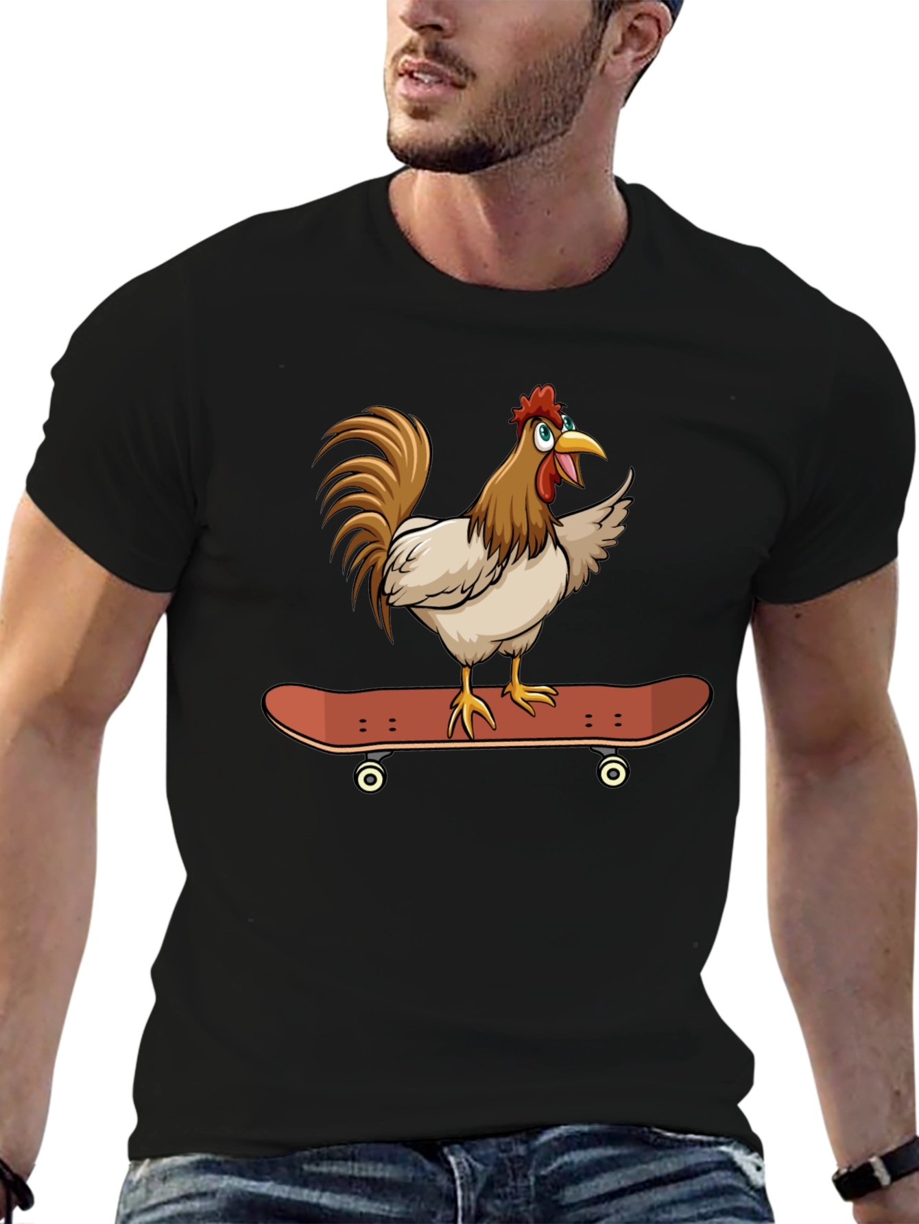 Skateboarding Chicken Graphic Tee