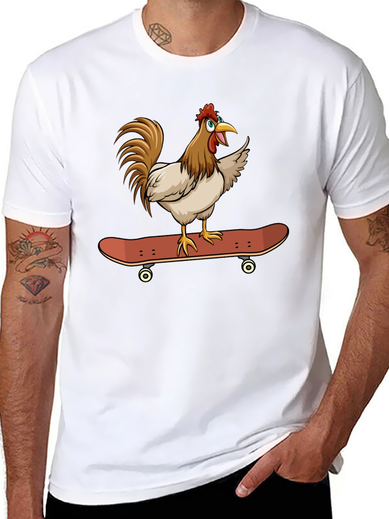 Skateboarding Chicken Graphic Tee