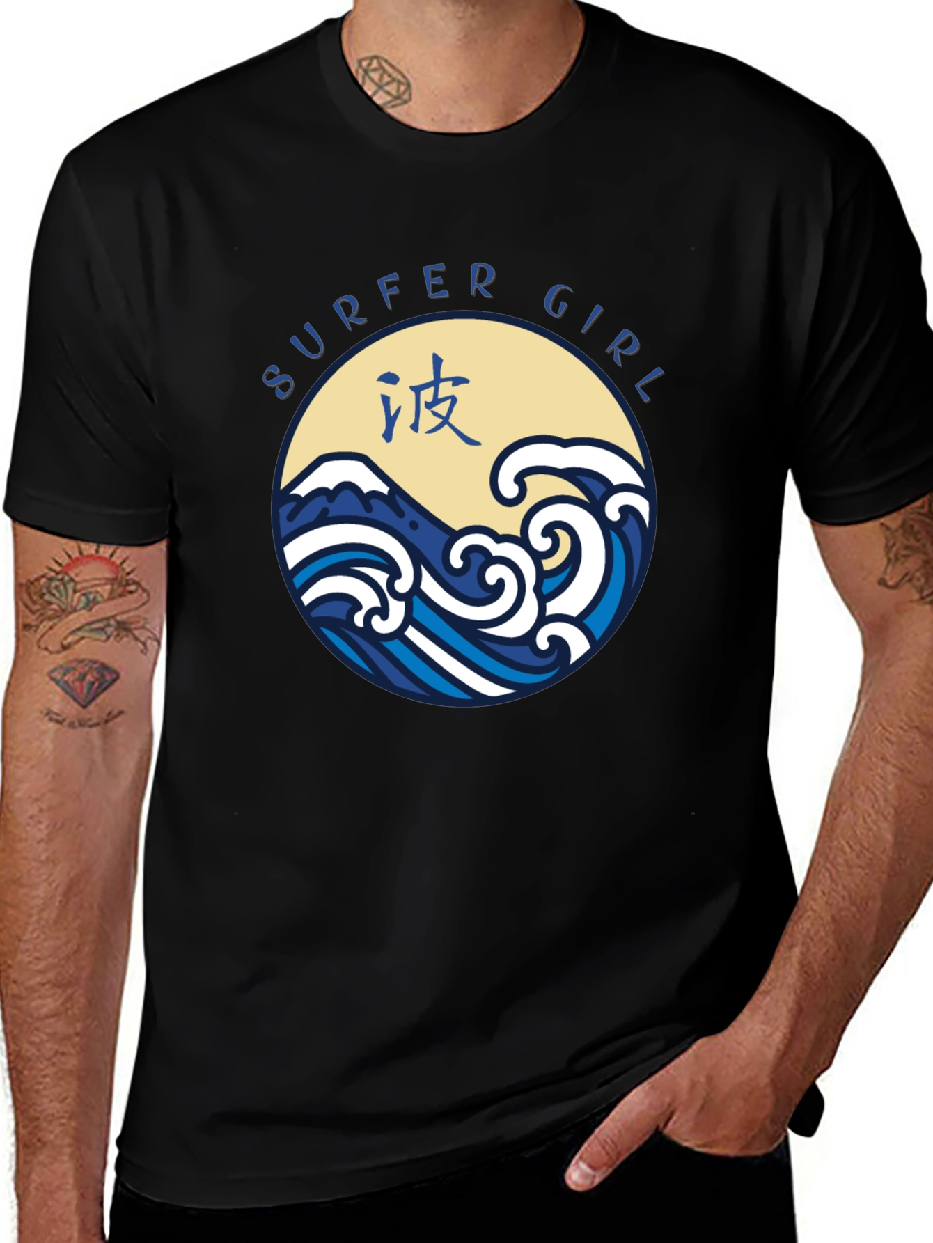 Surfer Girl Graphic Tee - Stylish Wave Design