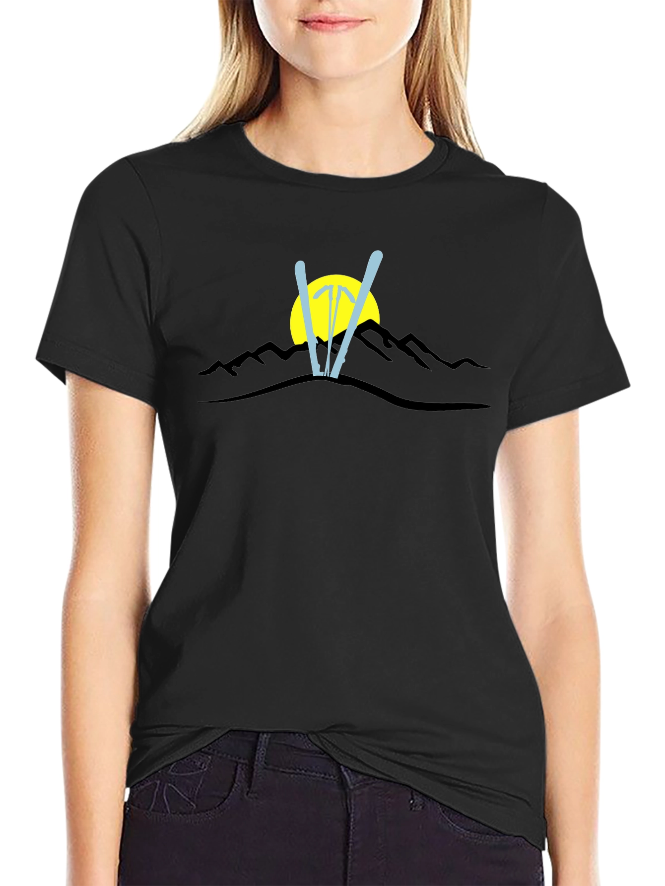 Mountain Ski Graphic Black T-Shirt