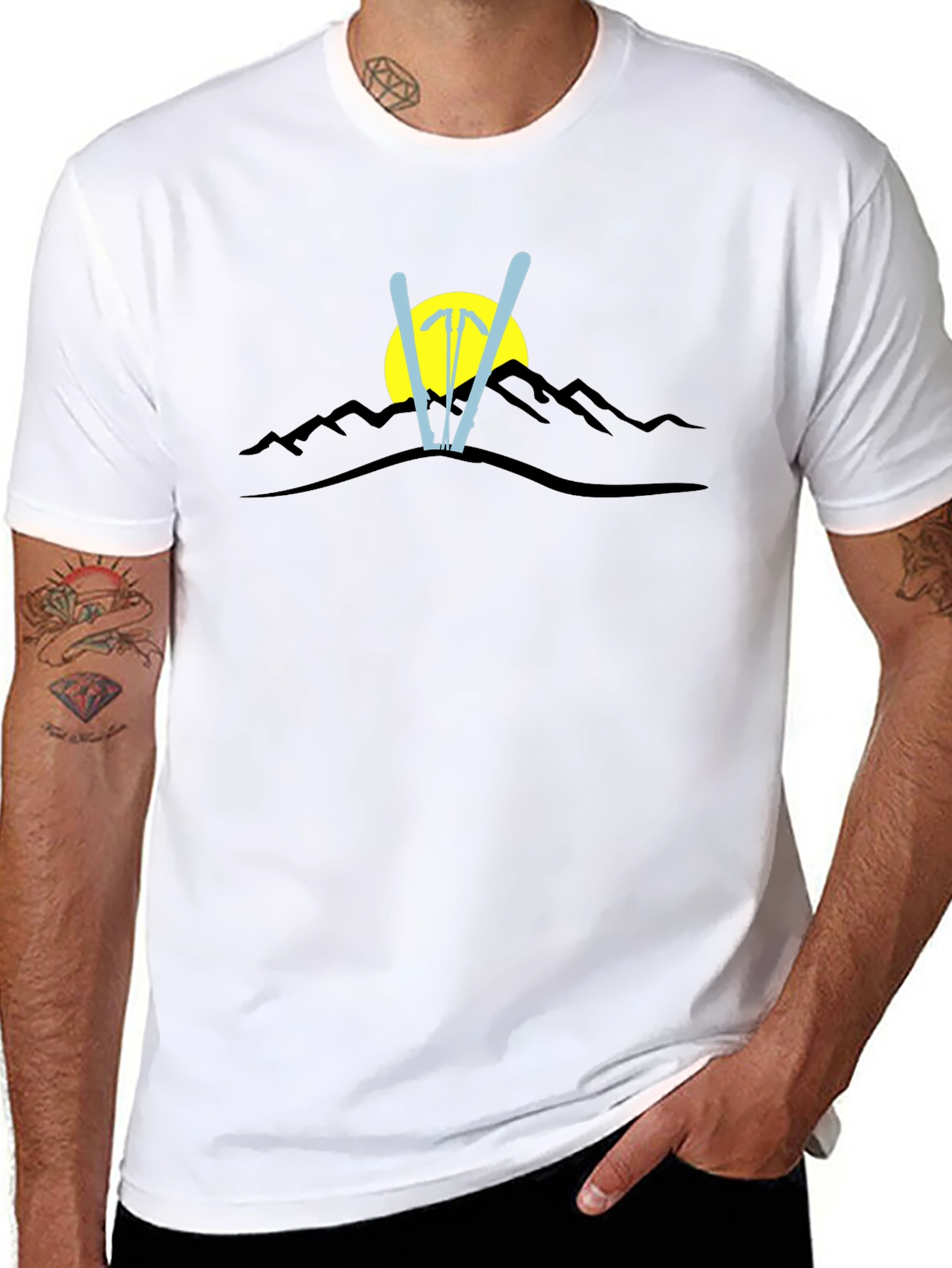 Mountain Ski Graphic Black T-Shirt