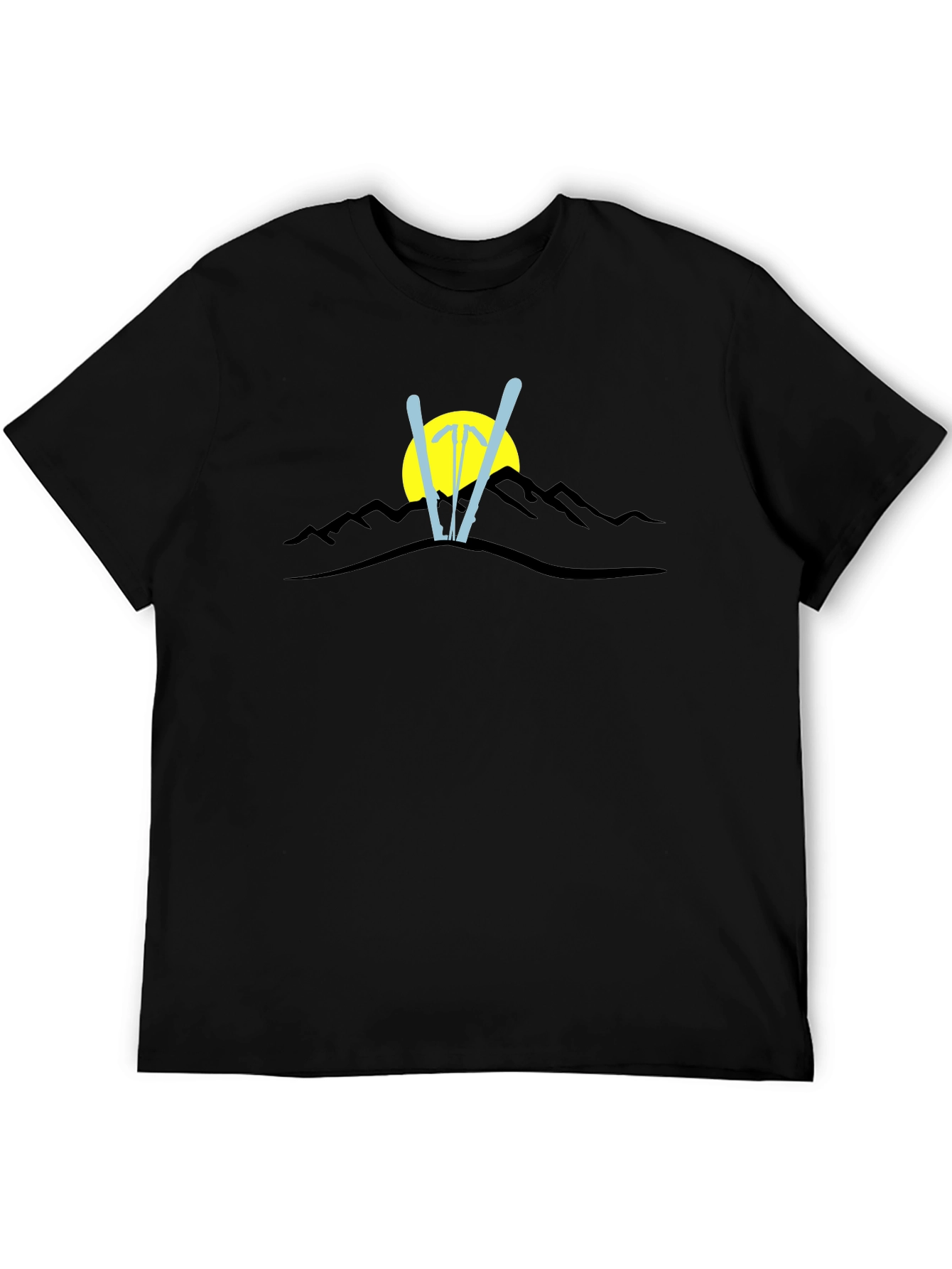 Mountain Ski Graphic Black T-Shirt