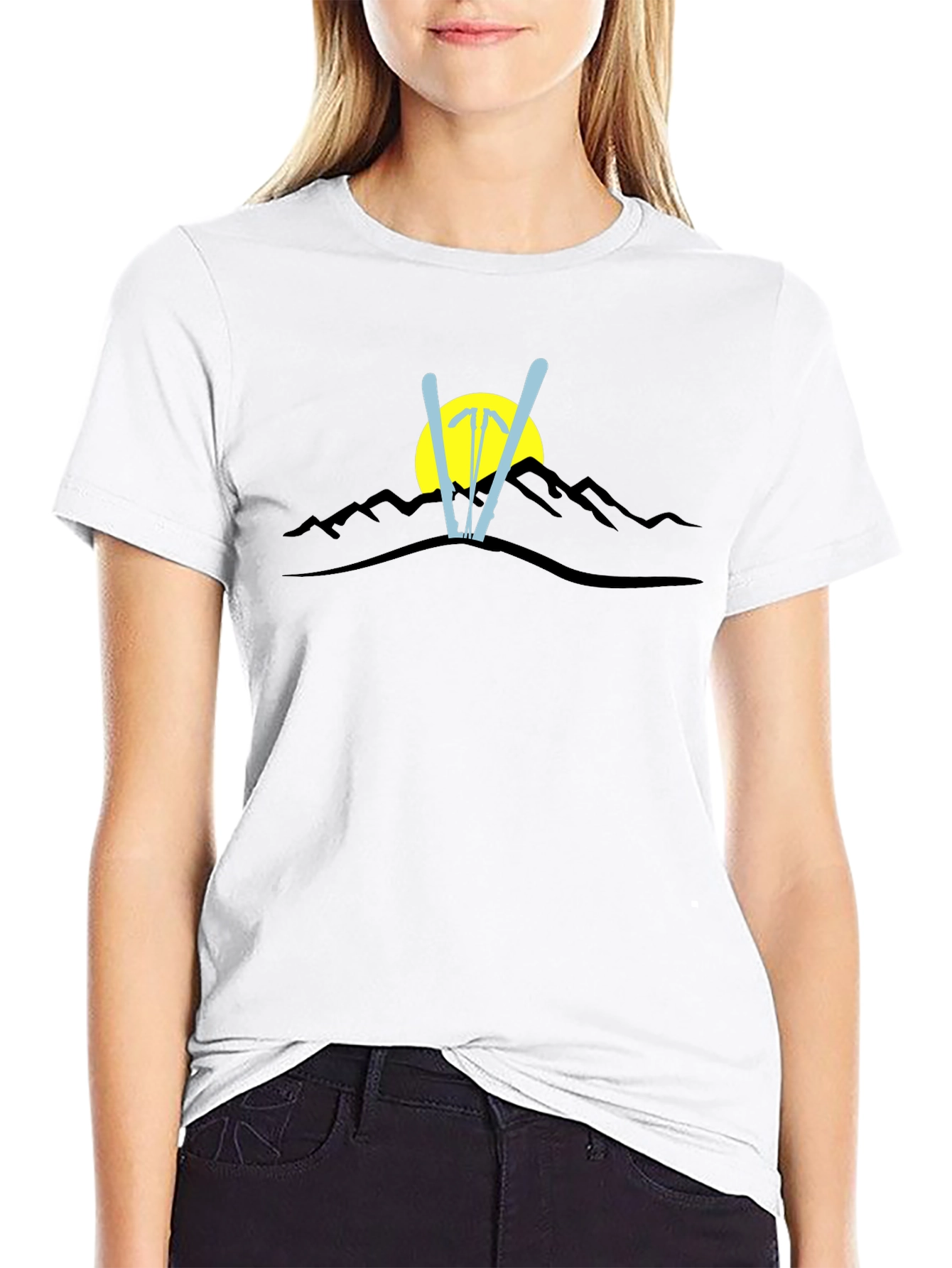 Mountain Ski Graphic Black T-Shirt