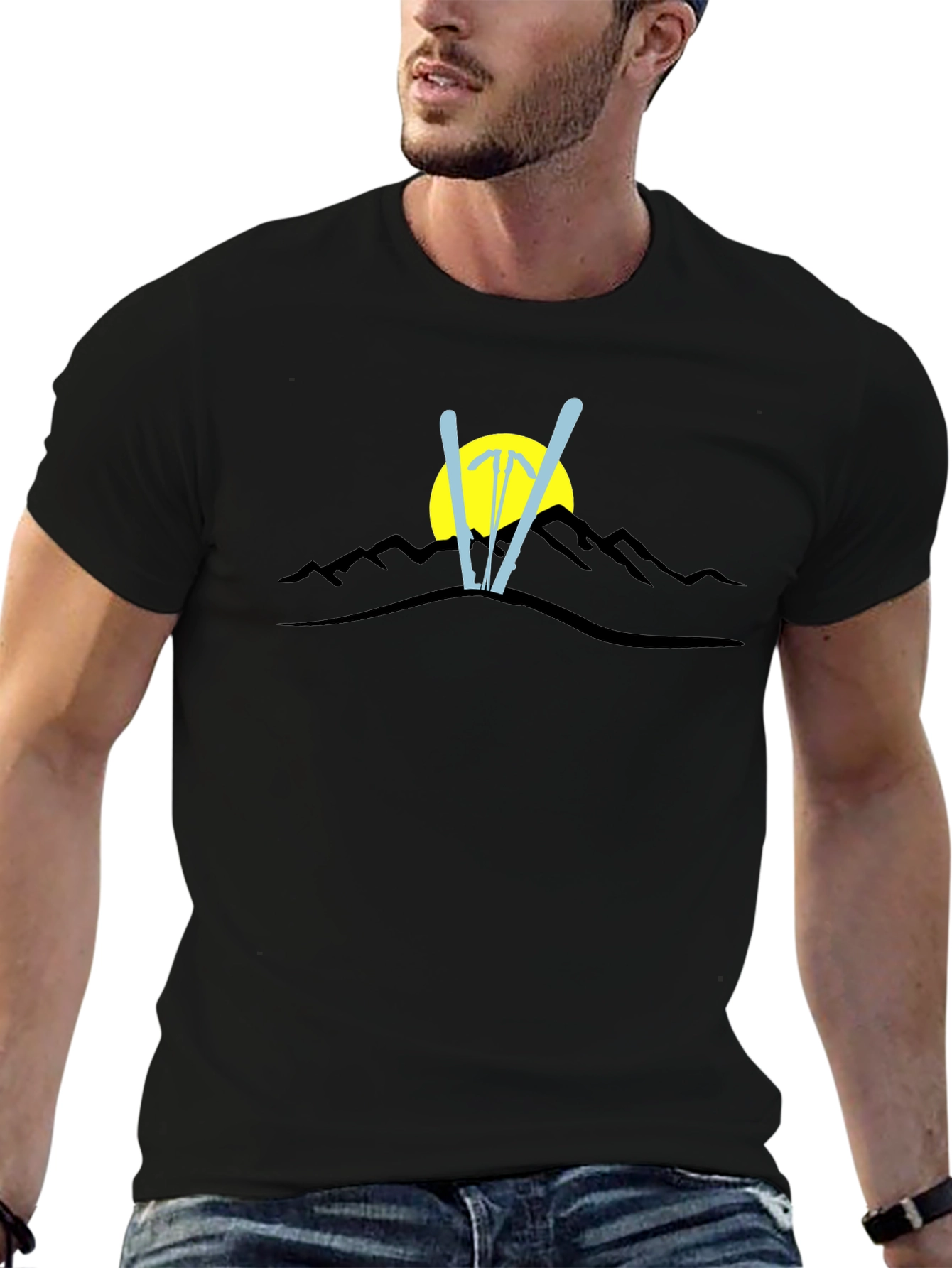 Mountain Ski Graphic Black T-Shirt