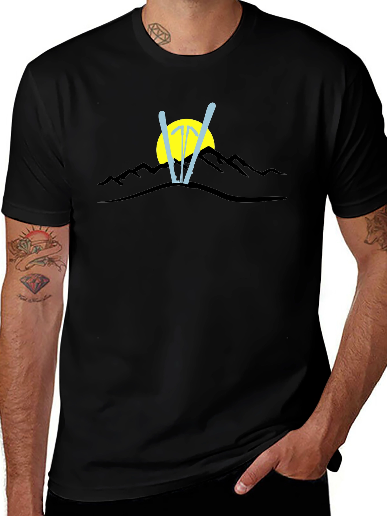 Mountain Ski Graphic Black T-Shirt