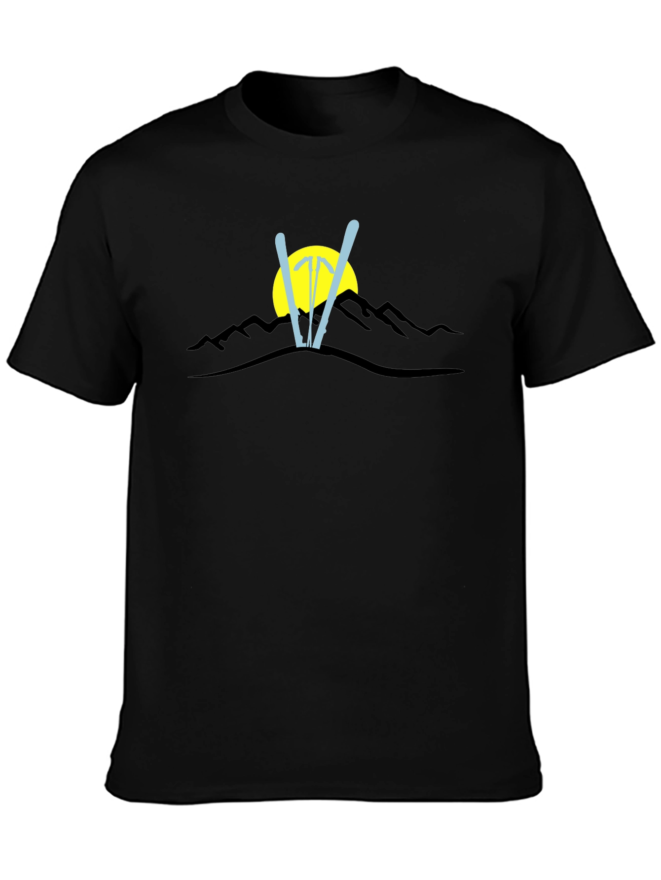 Mountain Ski Graphic Black T-Shirt