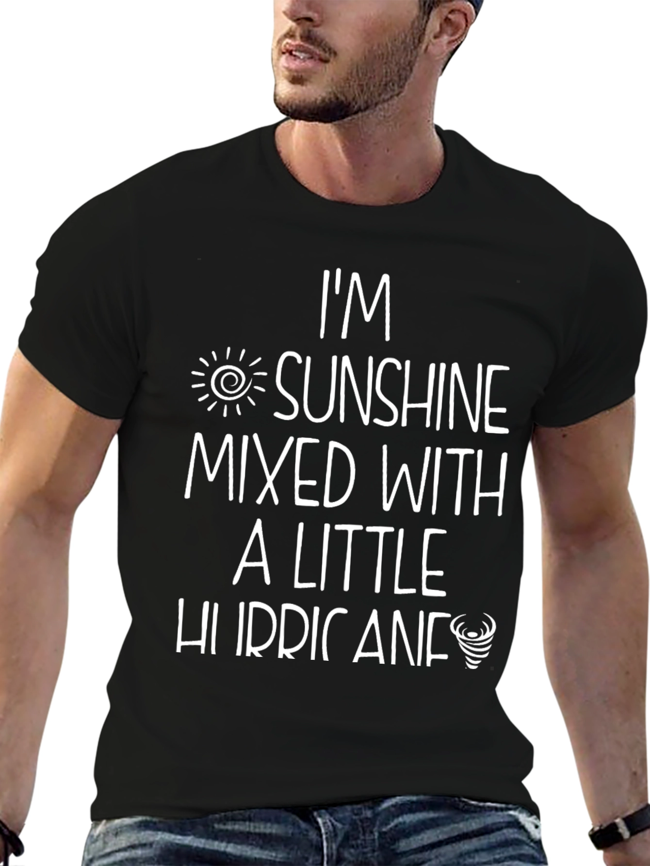 Sunshine & Hurricane Graphic Tee - Black Cotton T-Shirt