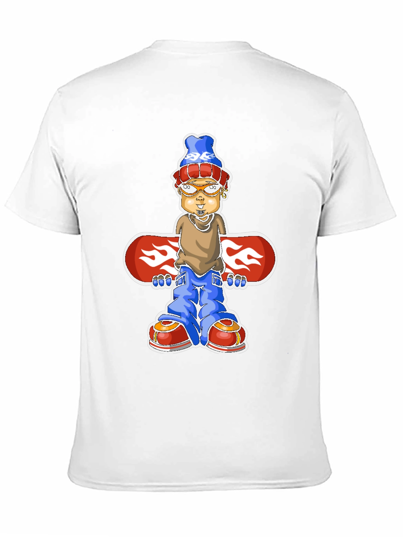 Cartoon Snowboarder Graphic T-Shirt - Black