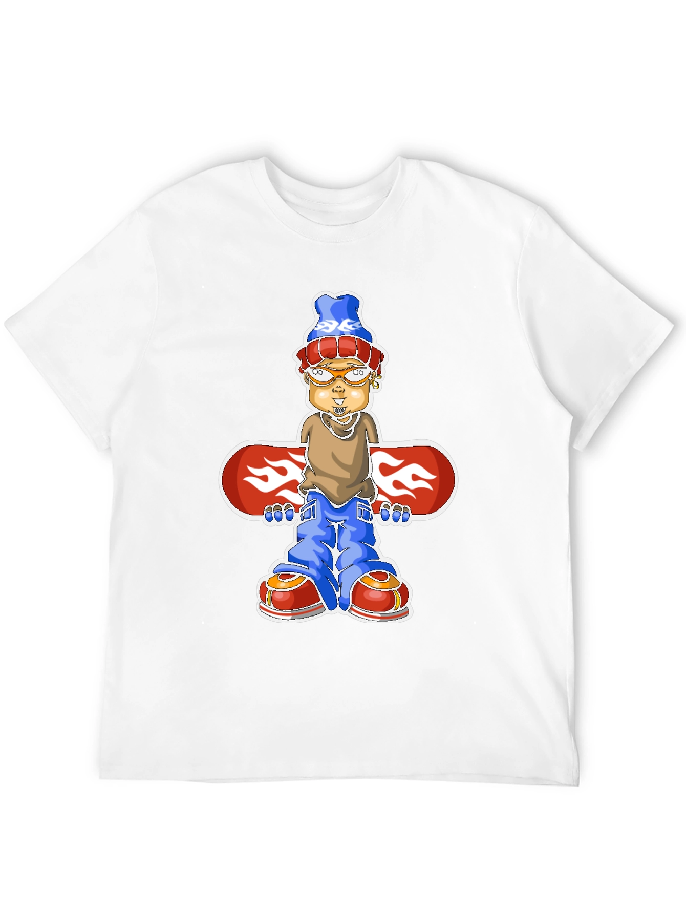 Cartoon Snowboarder Graphic T-Shirt - Black