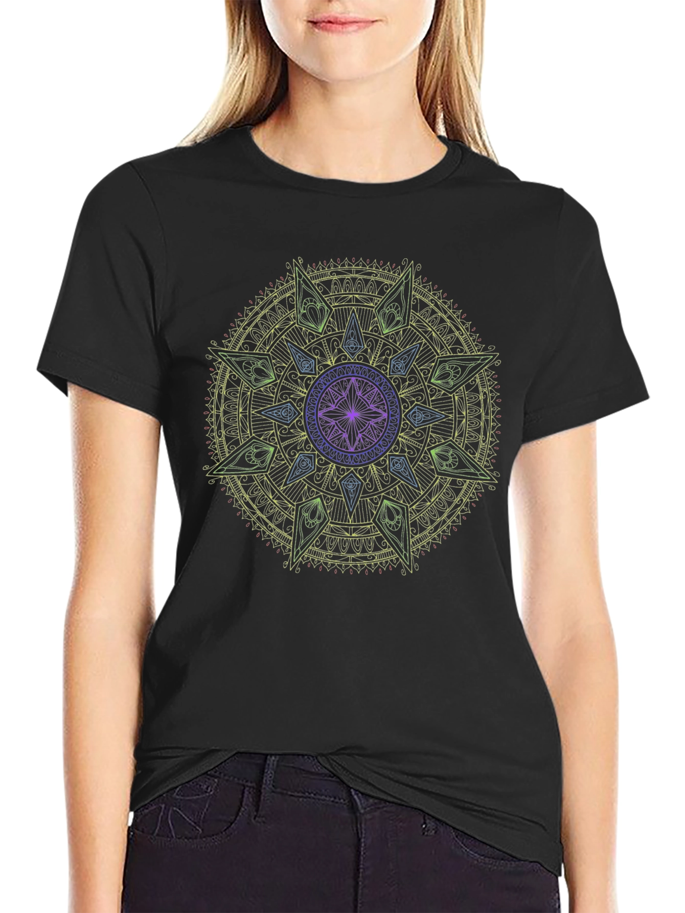 Mystic Mandala Graphic Black T-Shirt