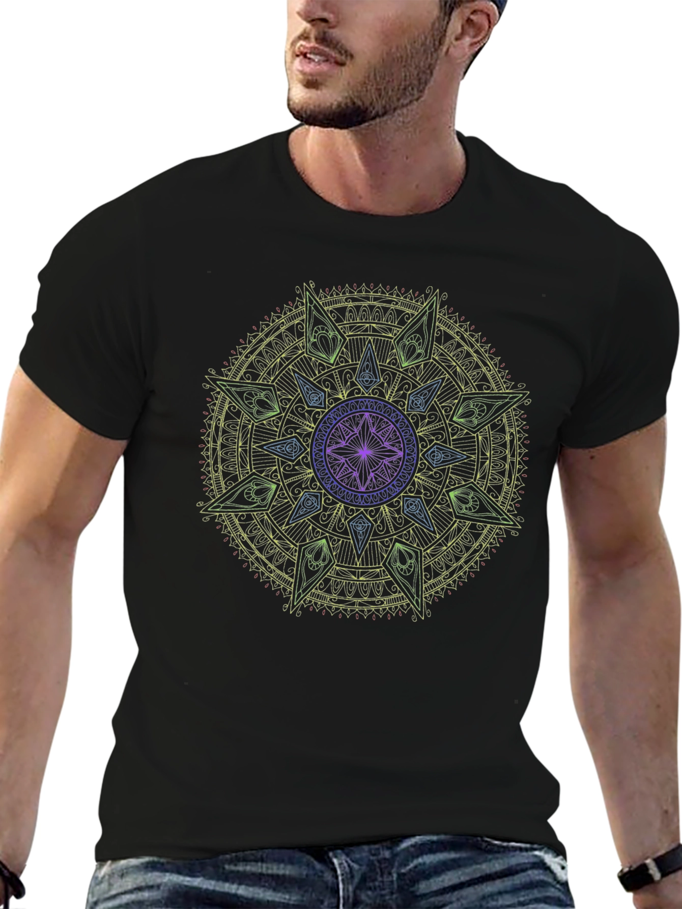 Mystic Mandala Graphic Black T-Shirt