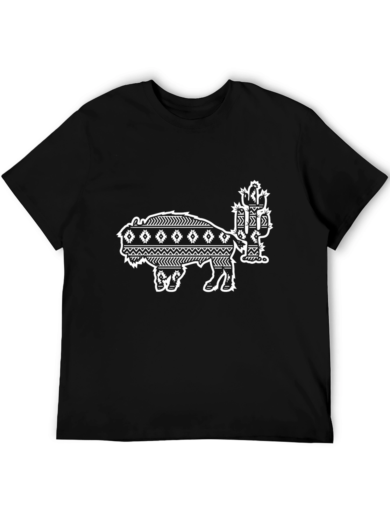 Buffalo and Cactus Graphic Tee - Black Casual Shirt