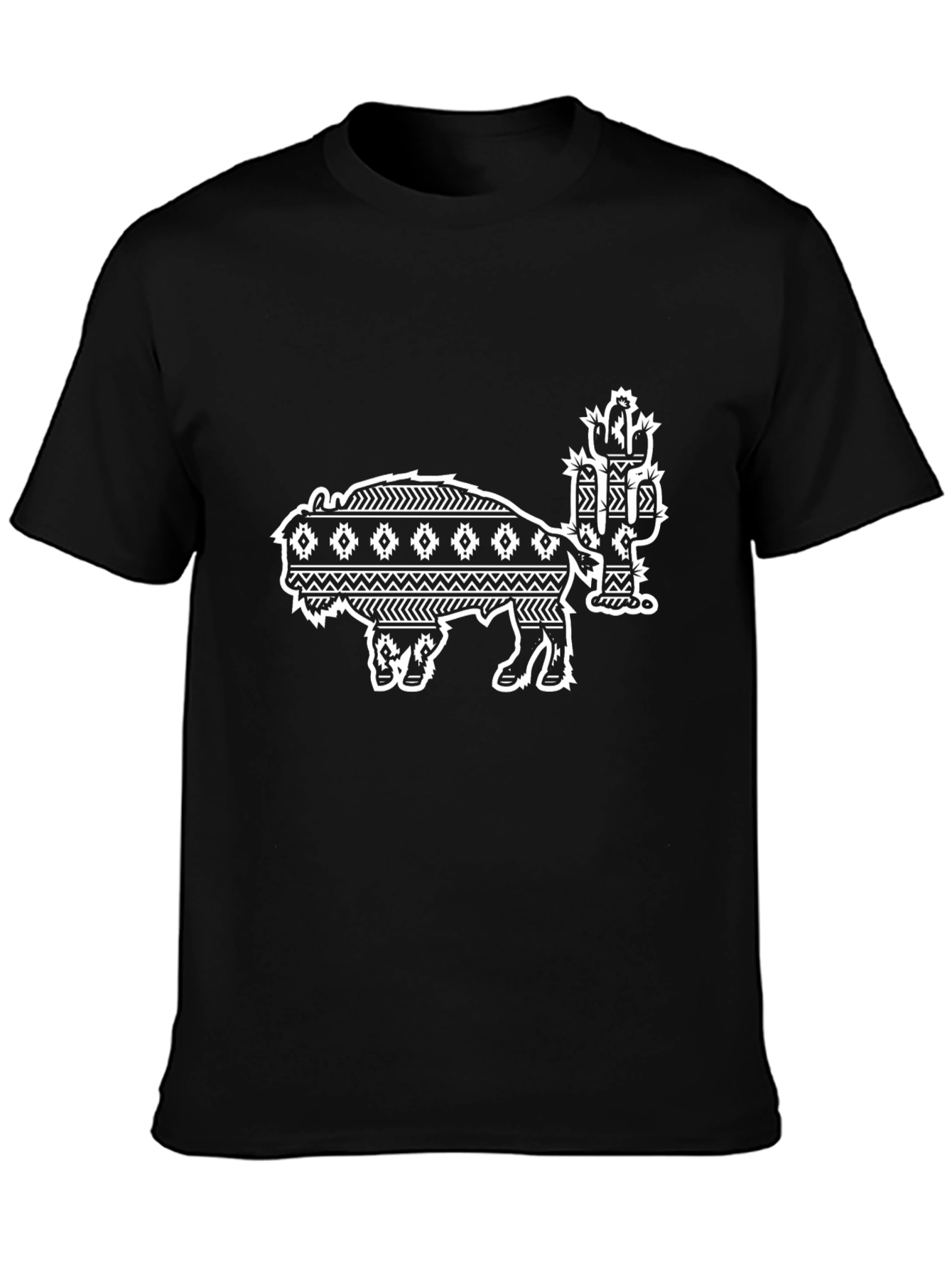 Buffalo and Cactus Graphic Tee - Black Casual Shirt