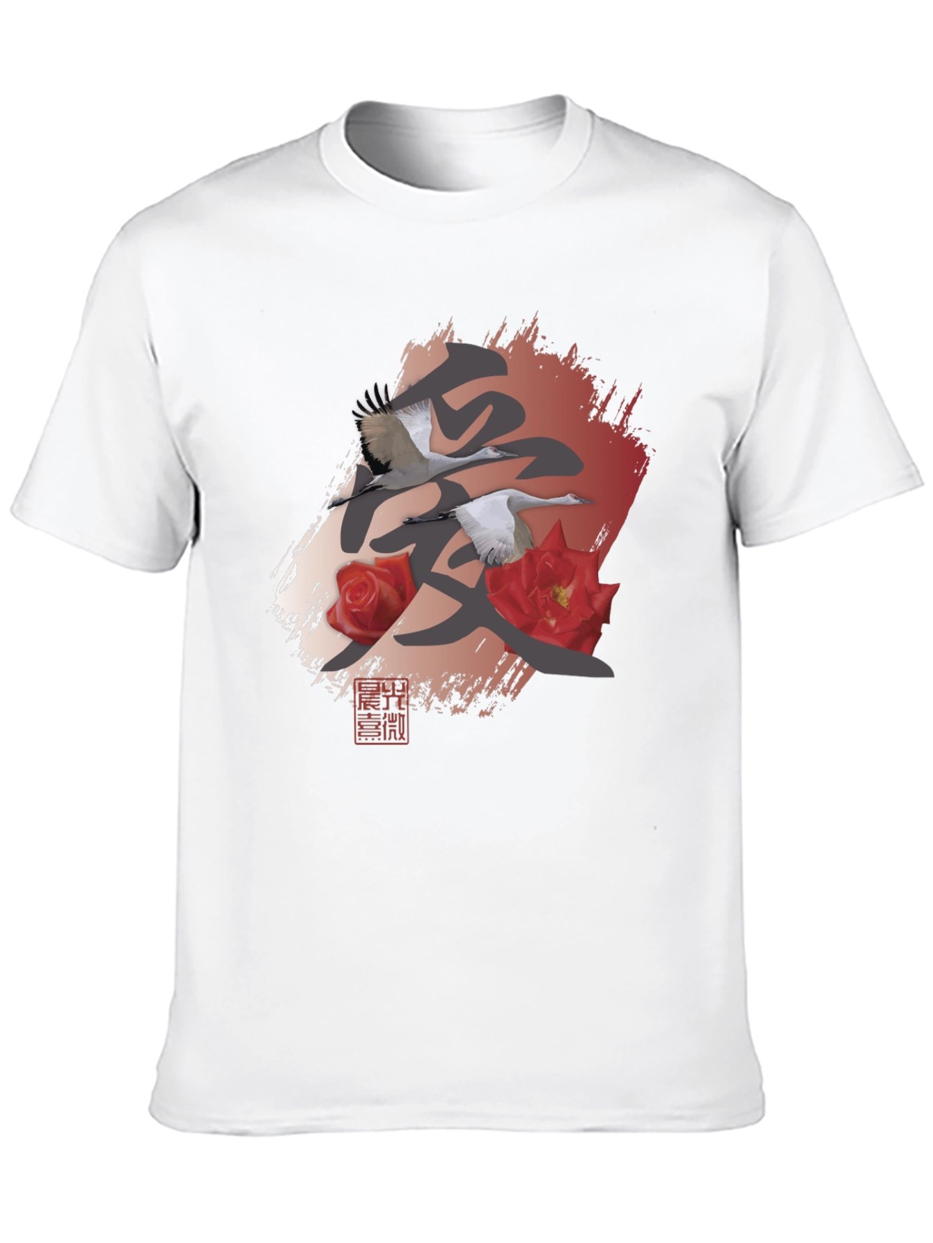 Japanese Crane & Rose Graphic Tee