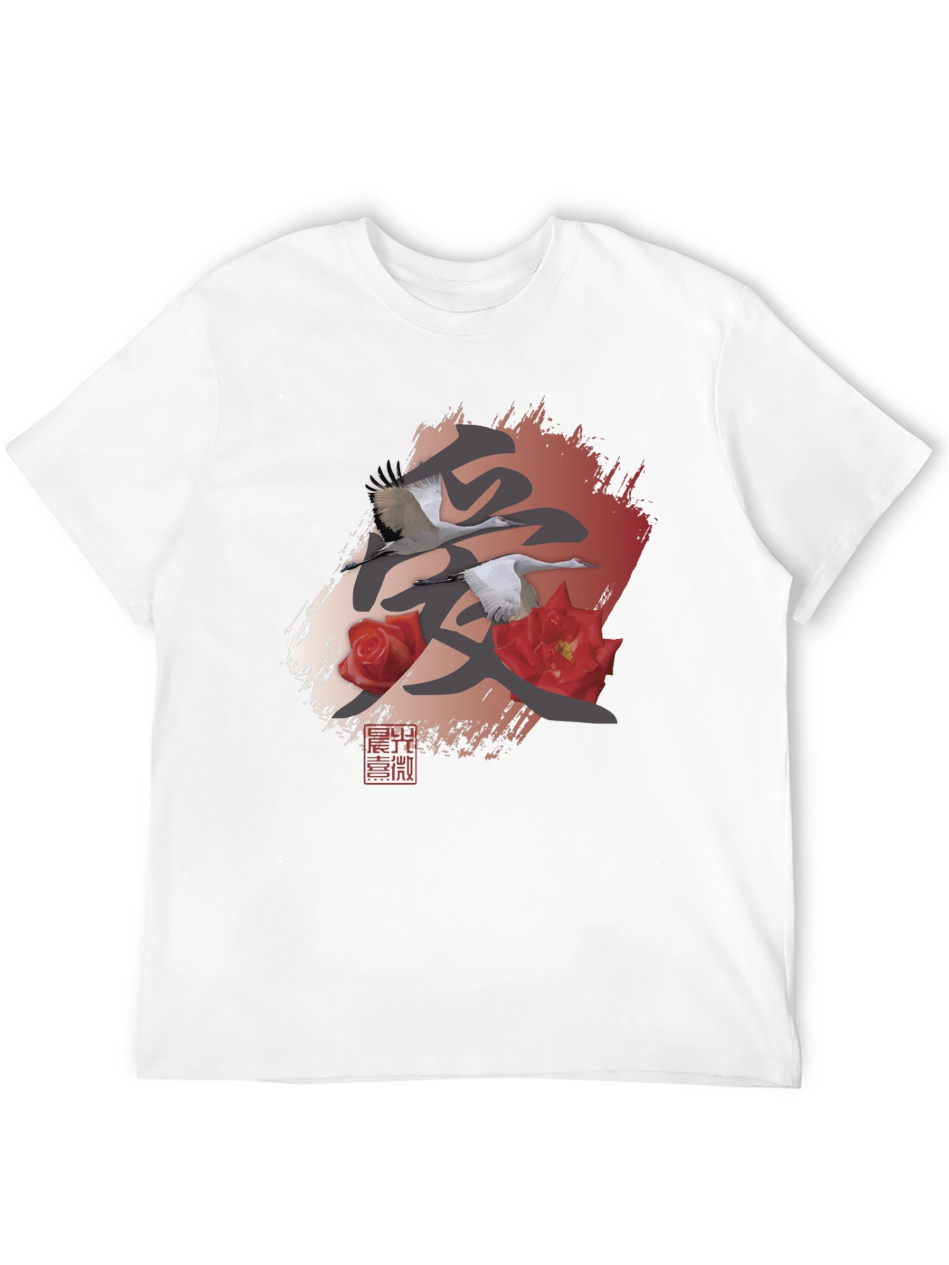 Japanese Crane & Rose Graphic Tee