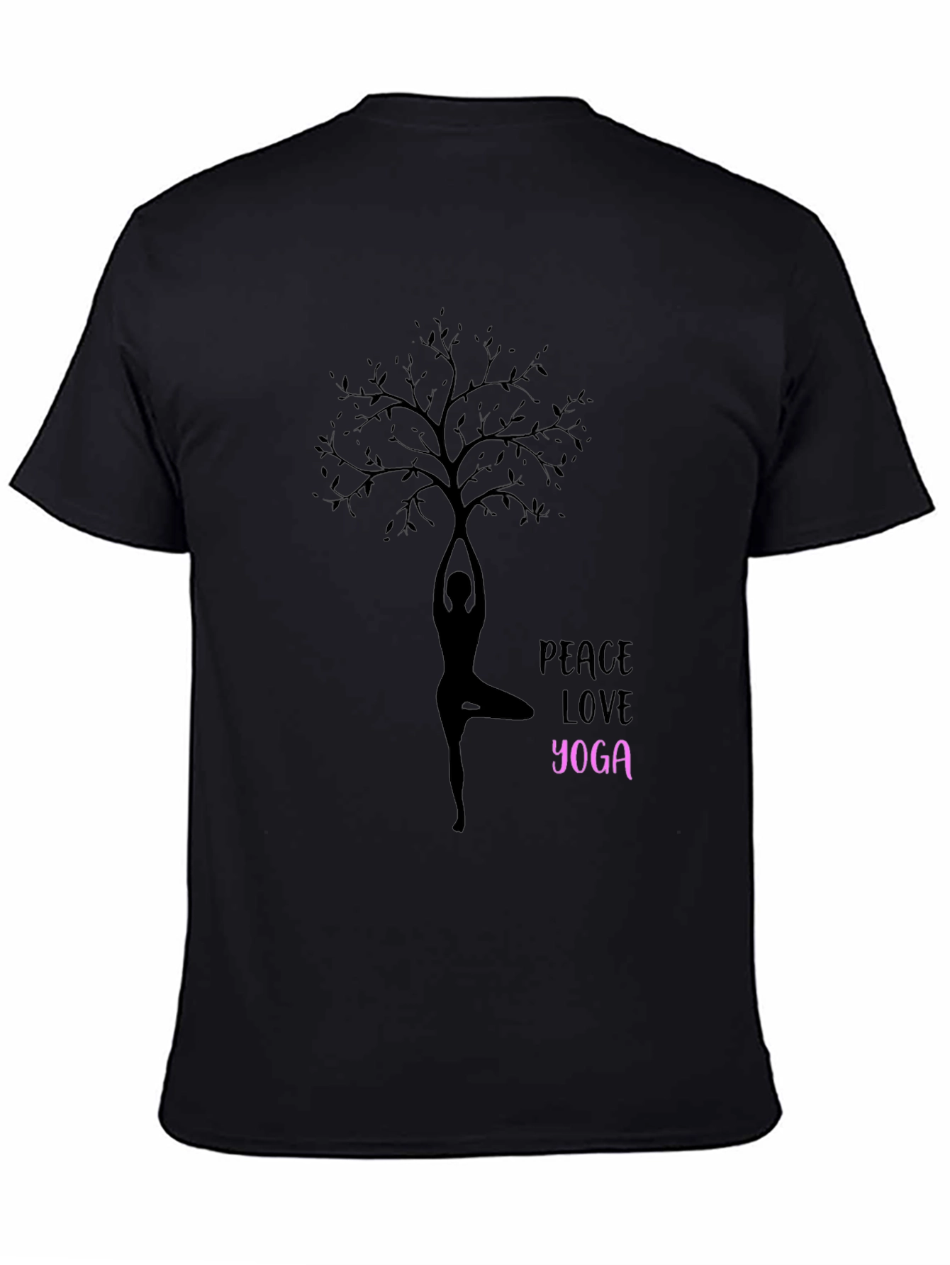 Peace Love Yoga T-Shirt - Black Cotton Blend Tee