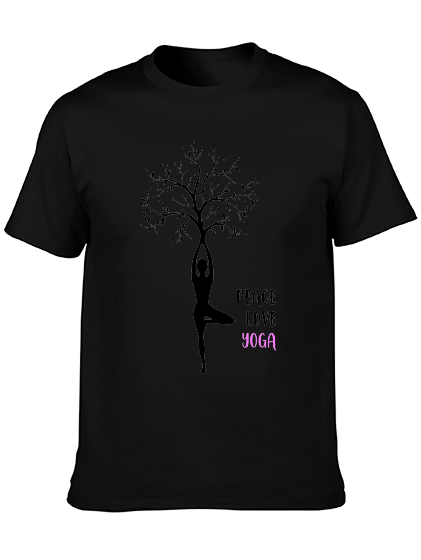 Peace Love Yoga T-Shirt - Black Cotton Blend Tee