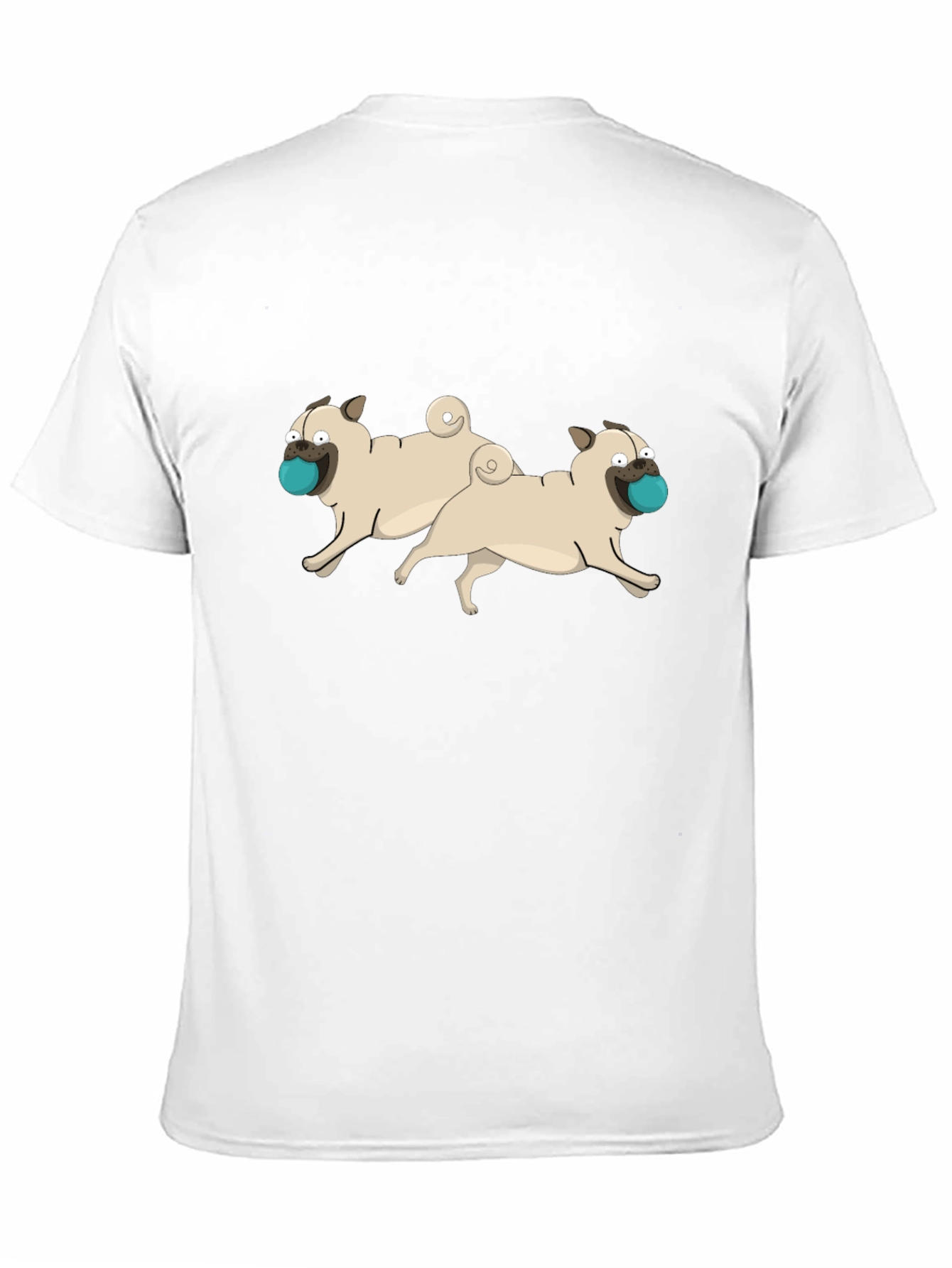Cartoon Pug Dog Graphic Black T-Shirt
