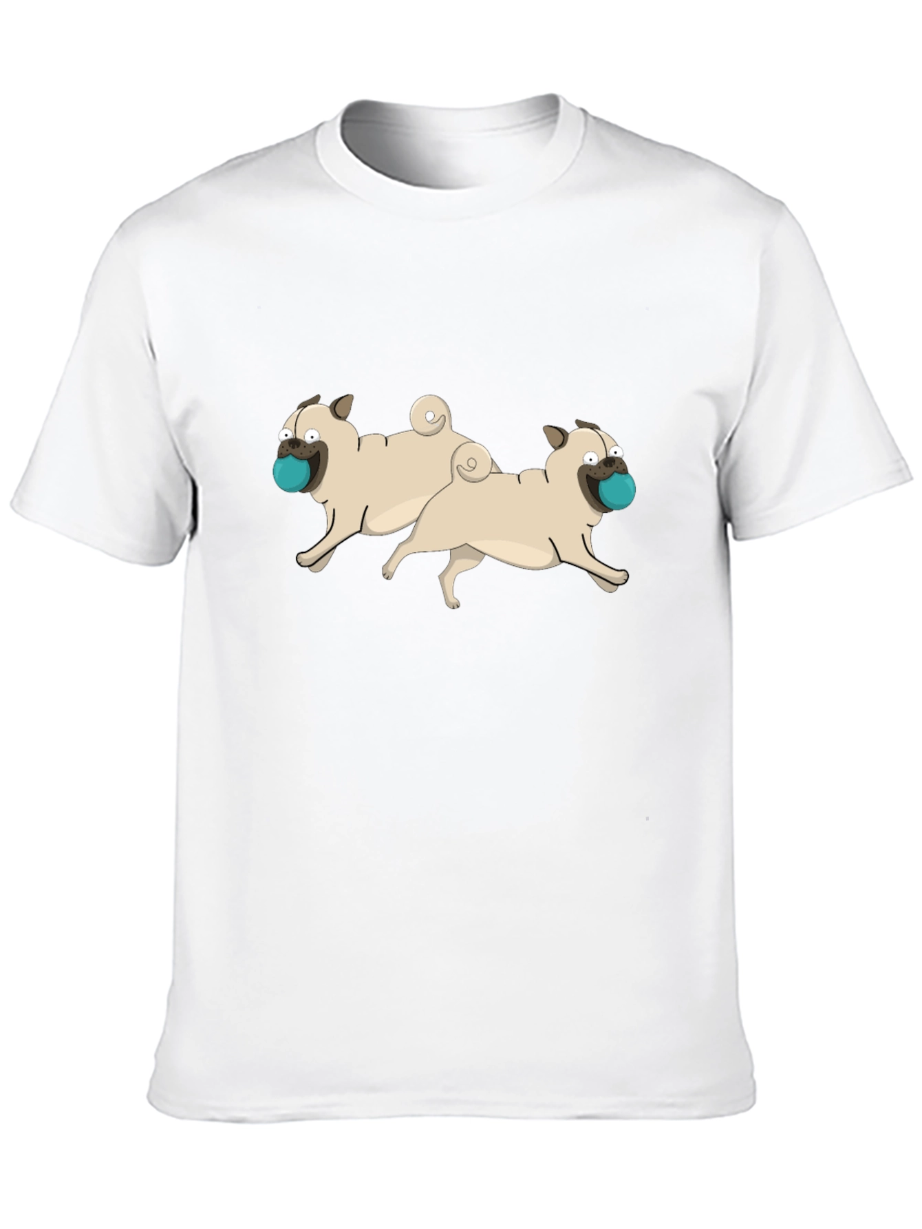 Cartoon Pug Dog Graphic Black T-Shirt