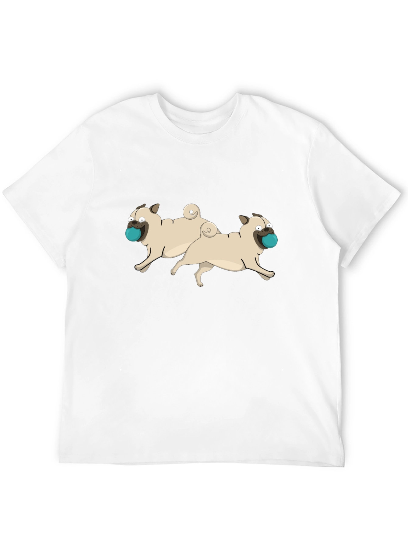 Cartoon Pug Dog Graphic Black T-Shirt