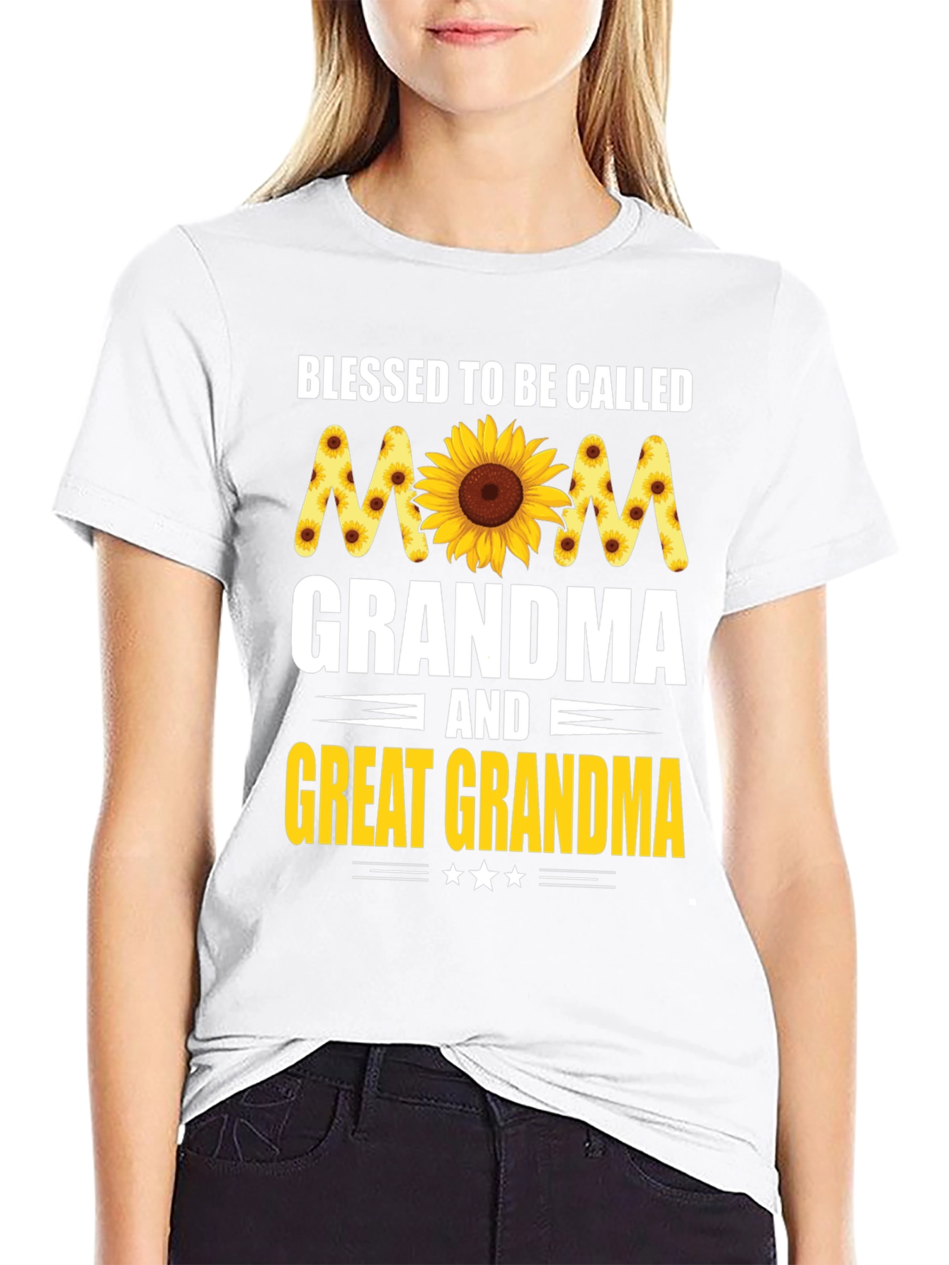 Blessed Mom Grandma Great Grandma Sunflower T-Shirt