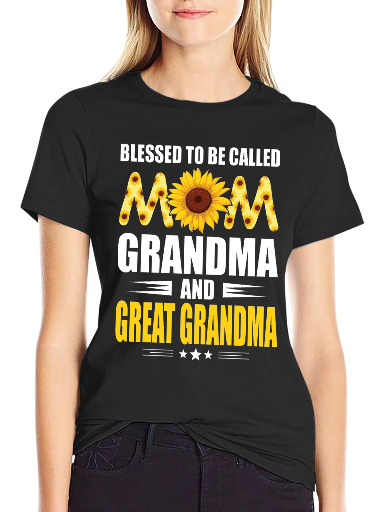Blessed Mom Grandma Great Grandma Sunflower T-Shirt