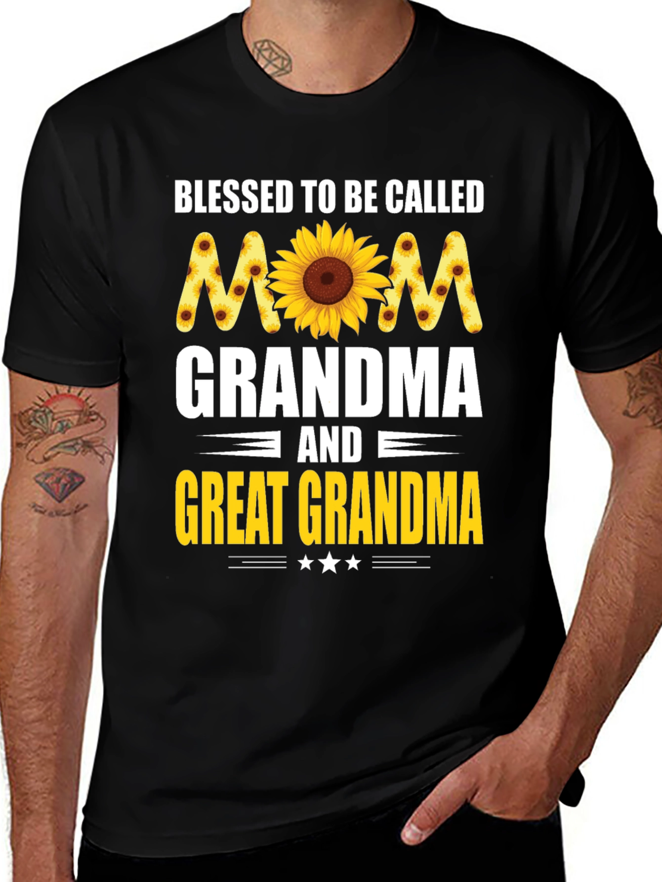 Blessed Mom Grandma Great Grandma Sunflower T-Shirt