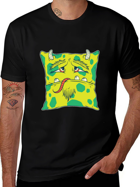 Monster Face Graphic Tee - Unique Black T-Shirt