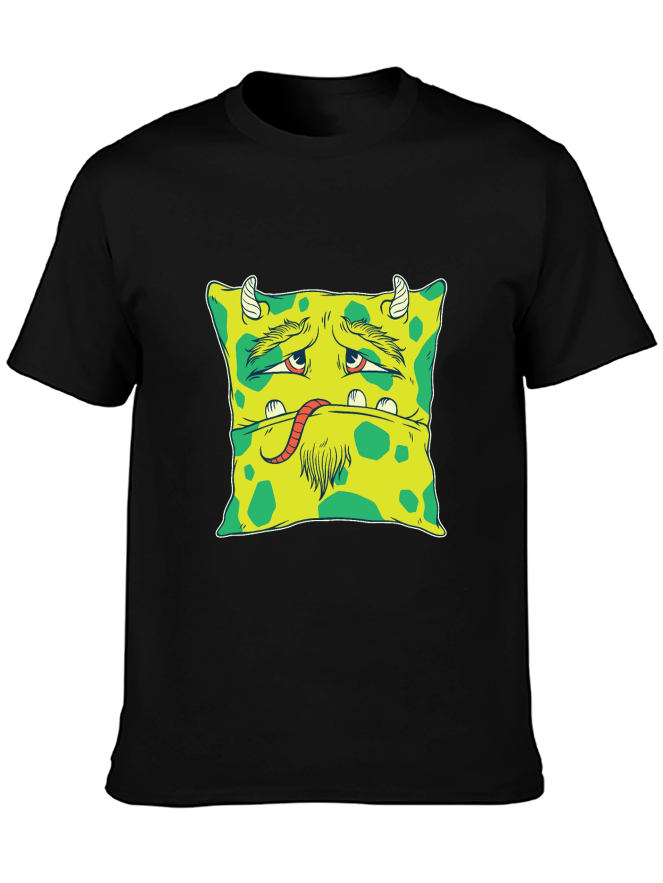 Monster Face Graphic Tee - Unique Black T-Shirt