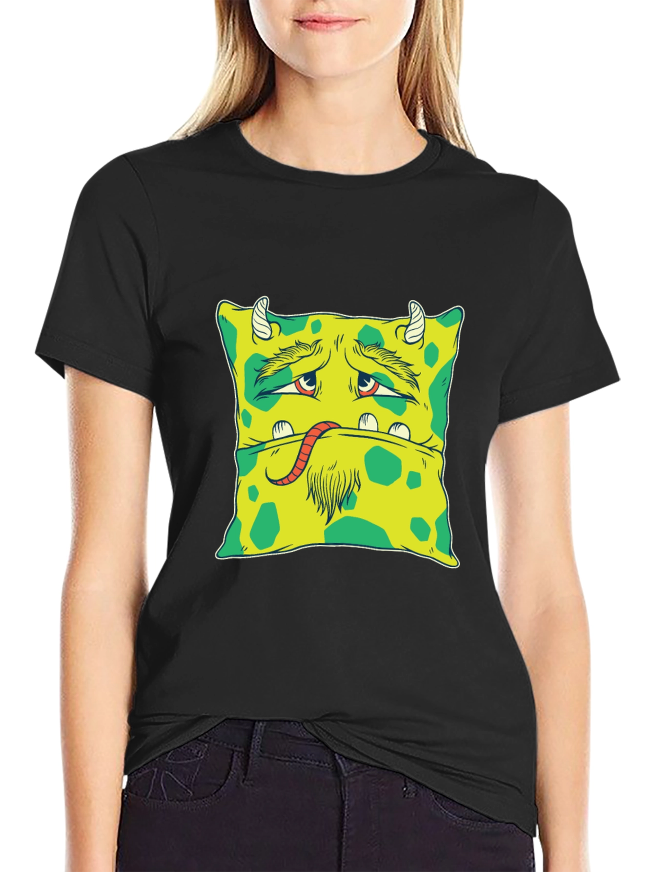 Monster Face Graphic Tee - Unique Black T-Shirt