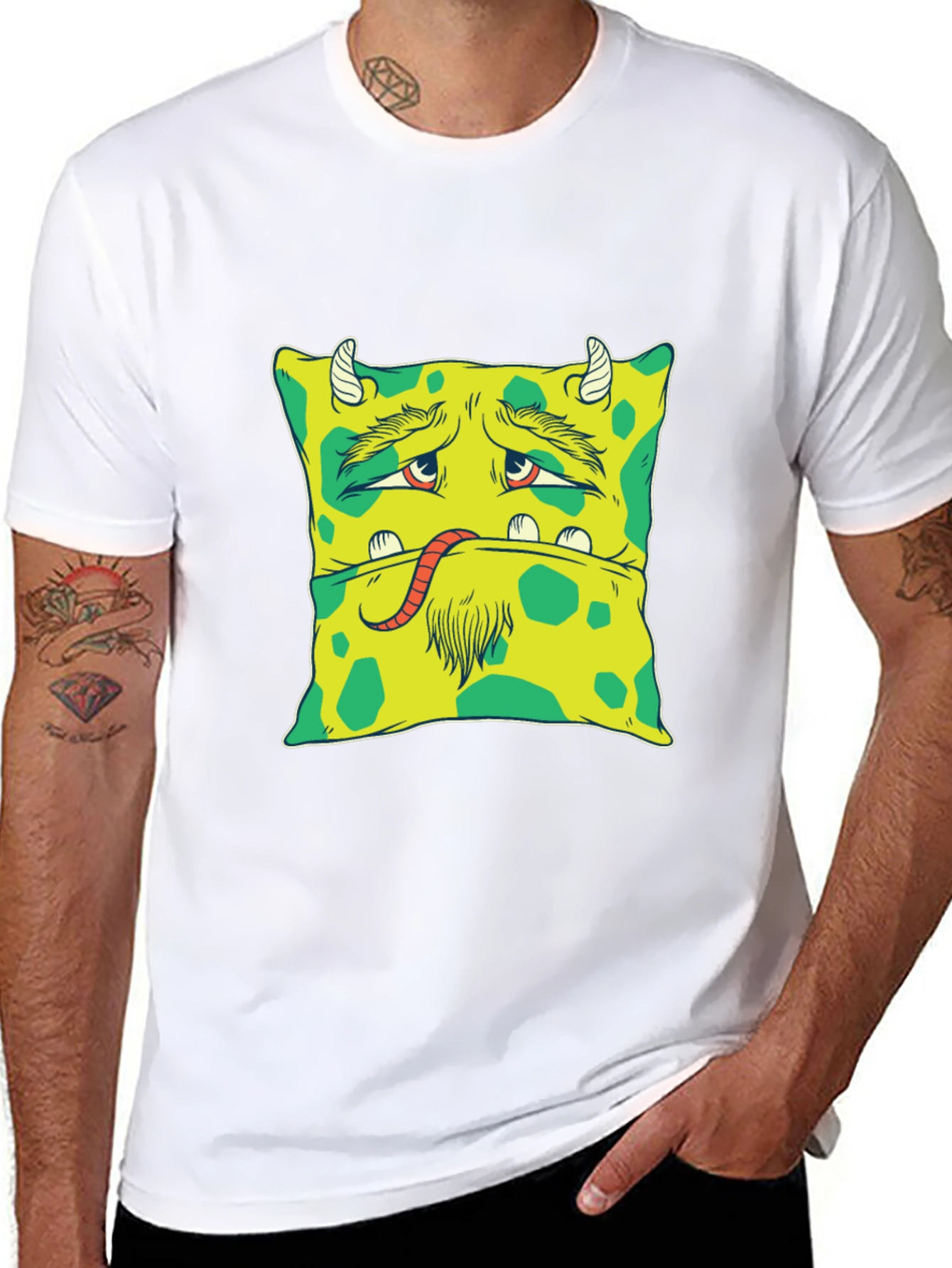 Monster Face Graphic Tee - Unique Black T-Shirt