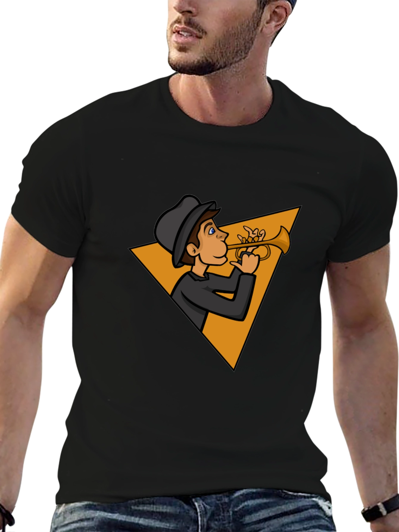 Jazz Man Trumpet Graphic Tee - Cool Musician T-Shirt
