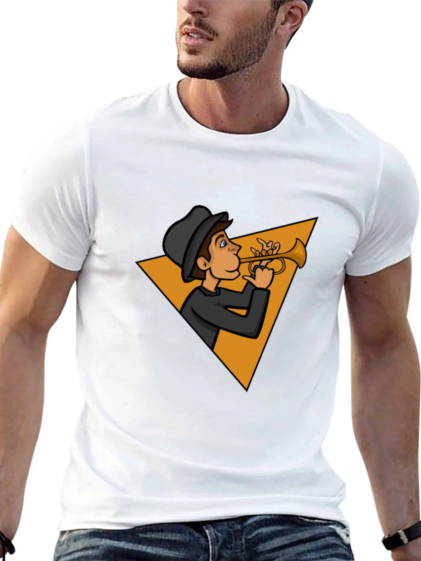Jazz Man Trumpet Graphic Tee - Cool Musician T-Shirt