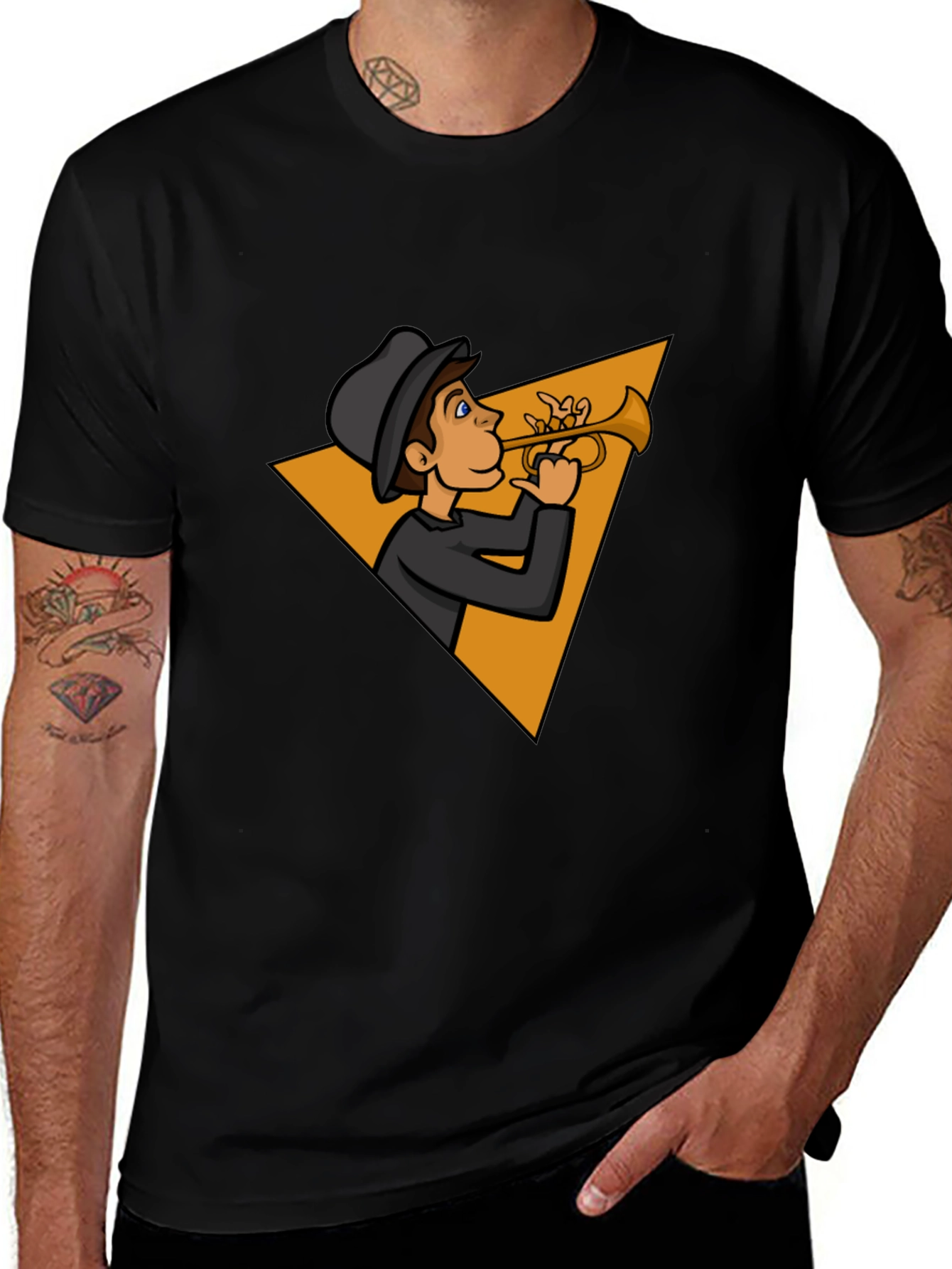 Jazz Man Trumpet Graphic Tee - Cool Musician T-Shirt
