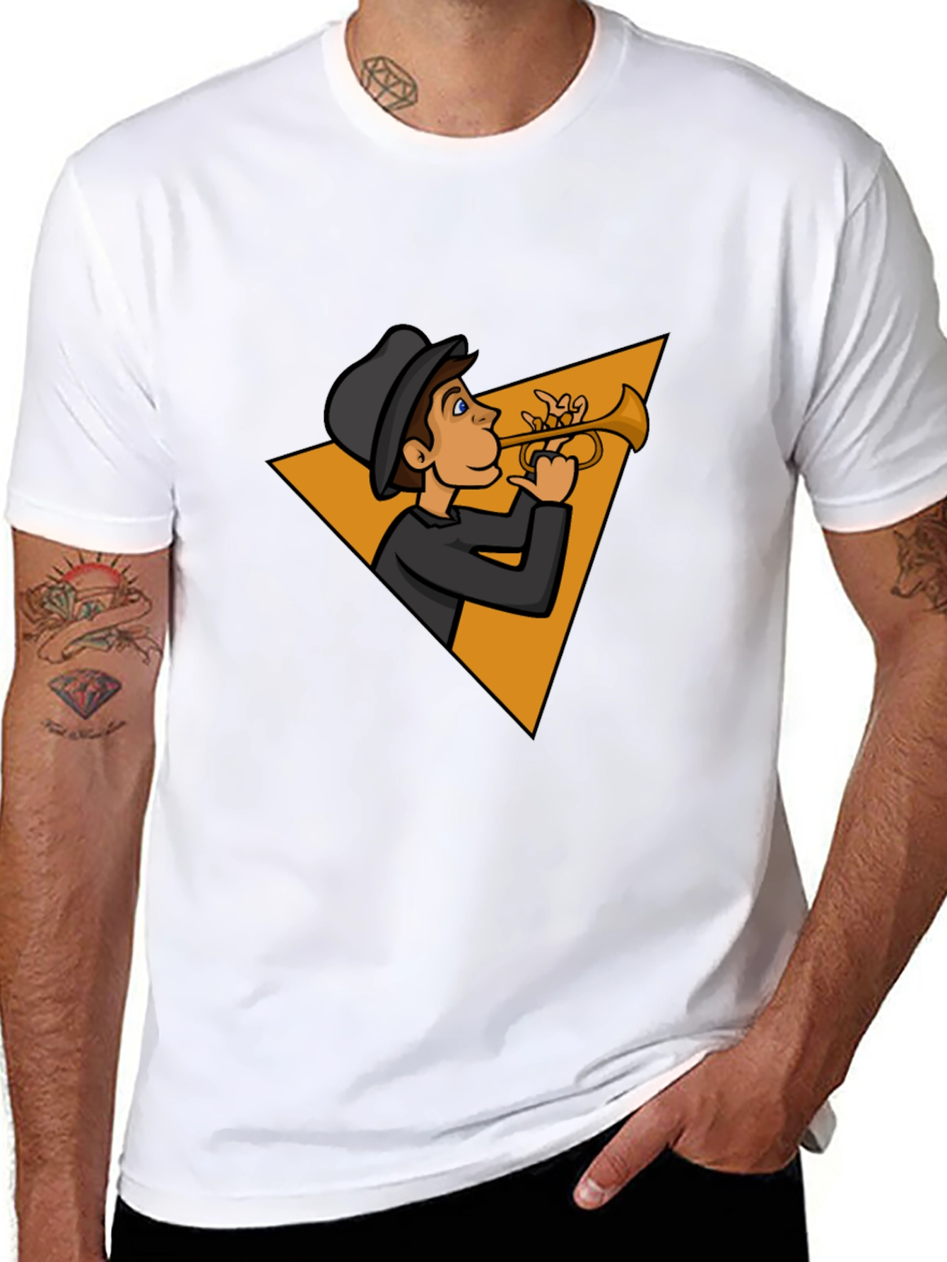 Jazz Man Trumpet Graphic Tee - Cool Musician T-Shirt