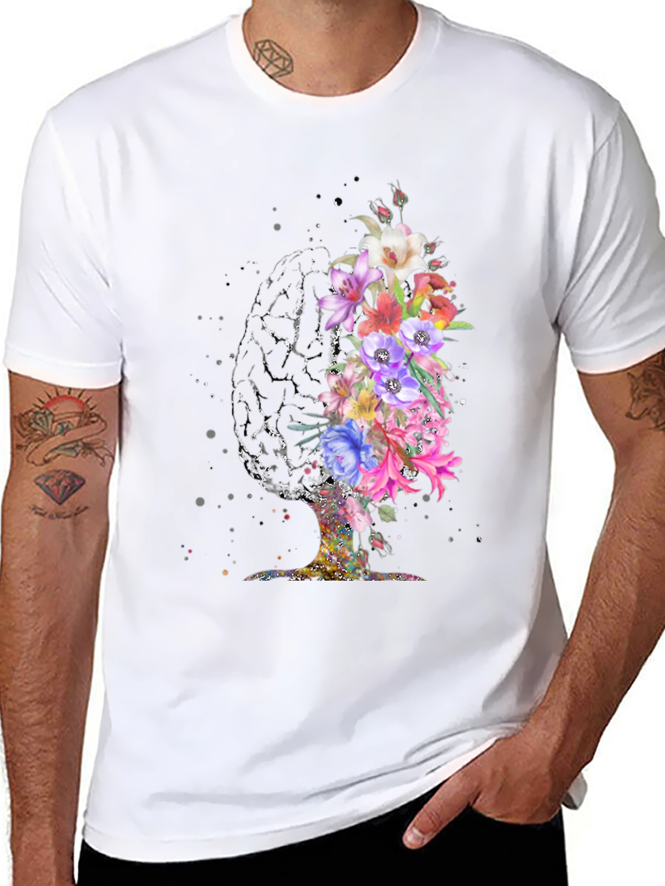 Floral Brain Graphic T-Shirt