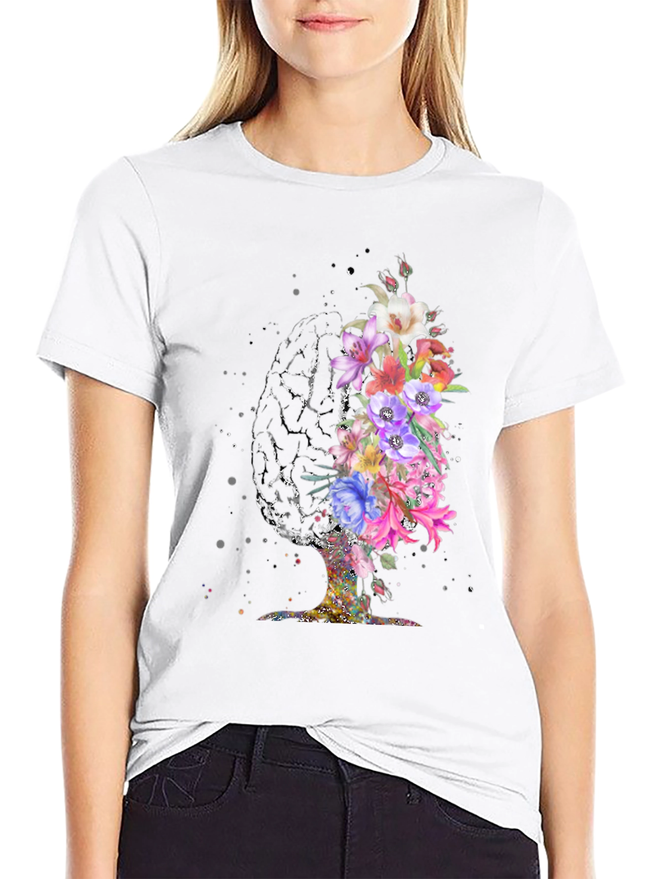 Floral Brain Graphic T-Shirt