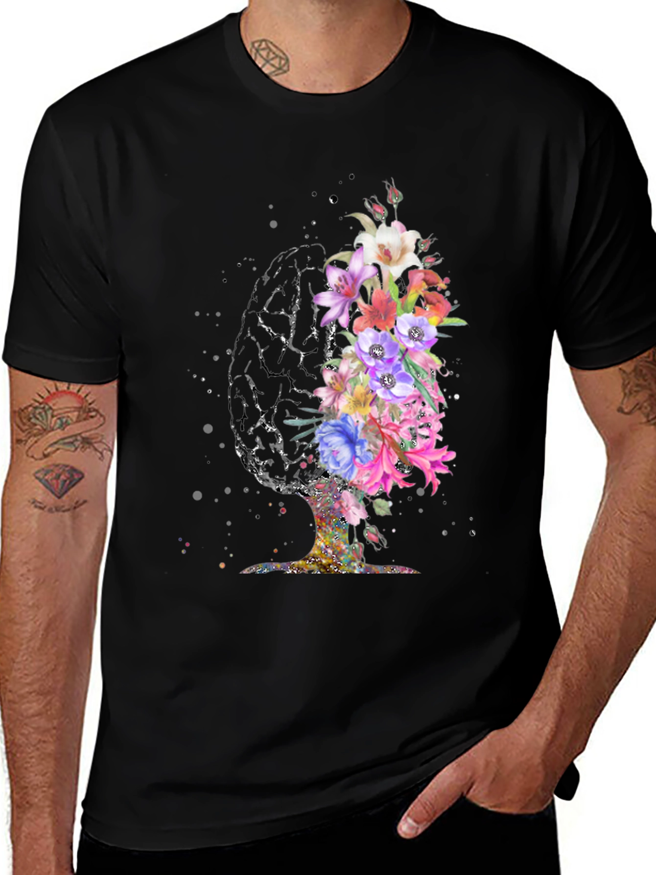Floral Brain Graphic T-Shirt