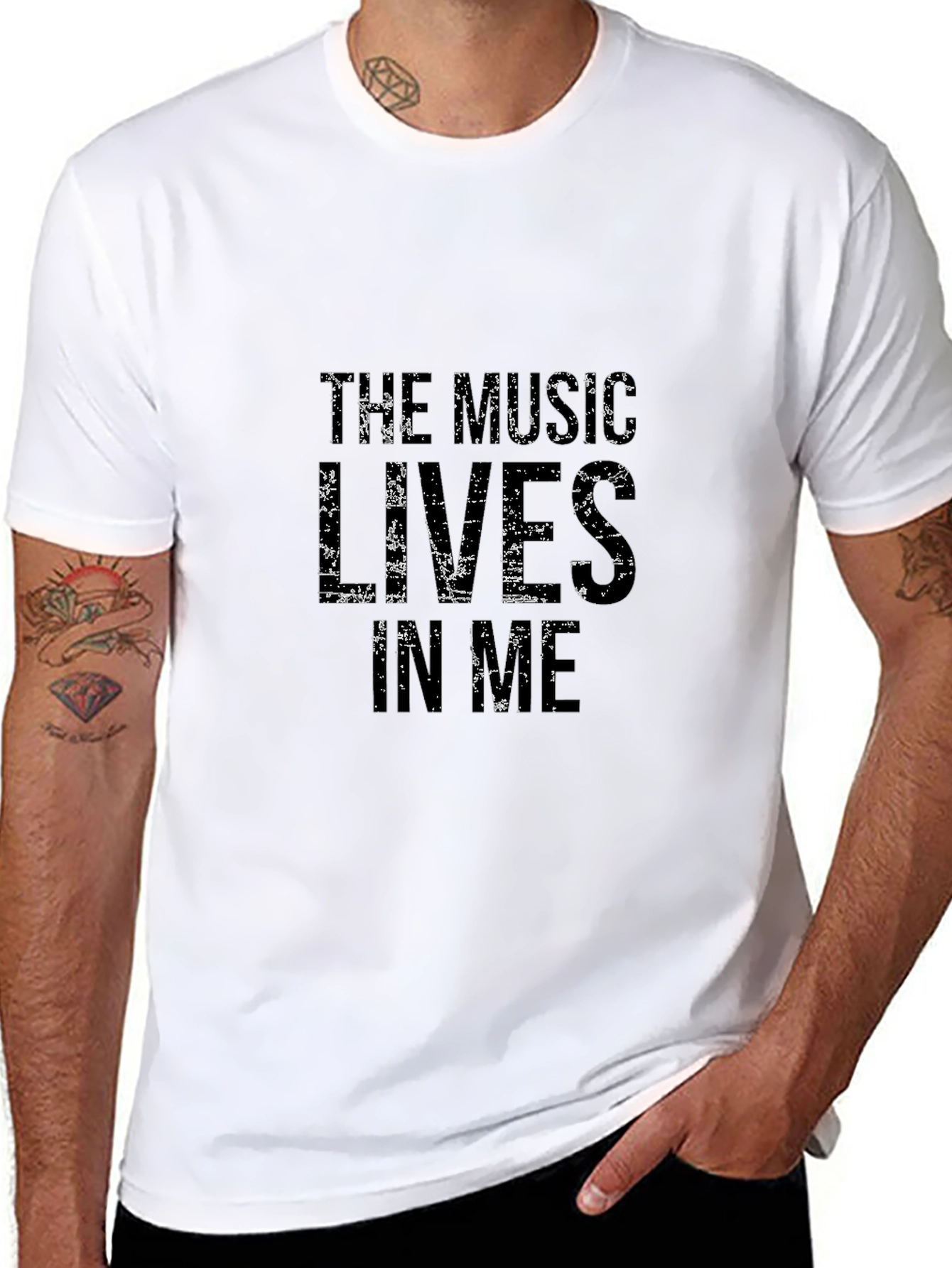 The Music Lives in Me Graphic Black T-Shirt